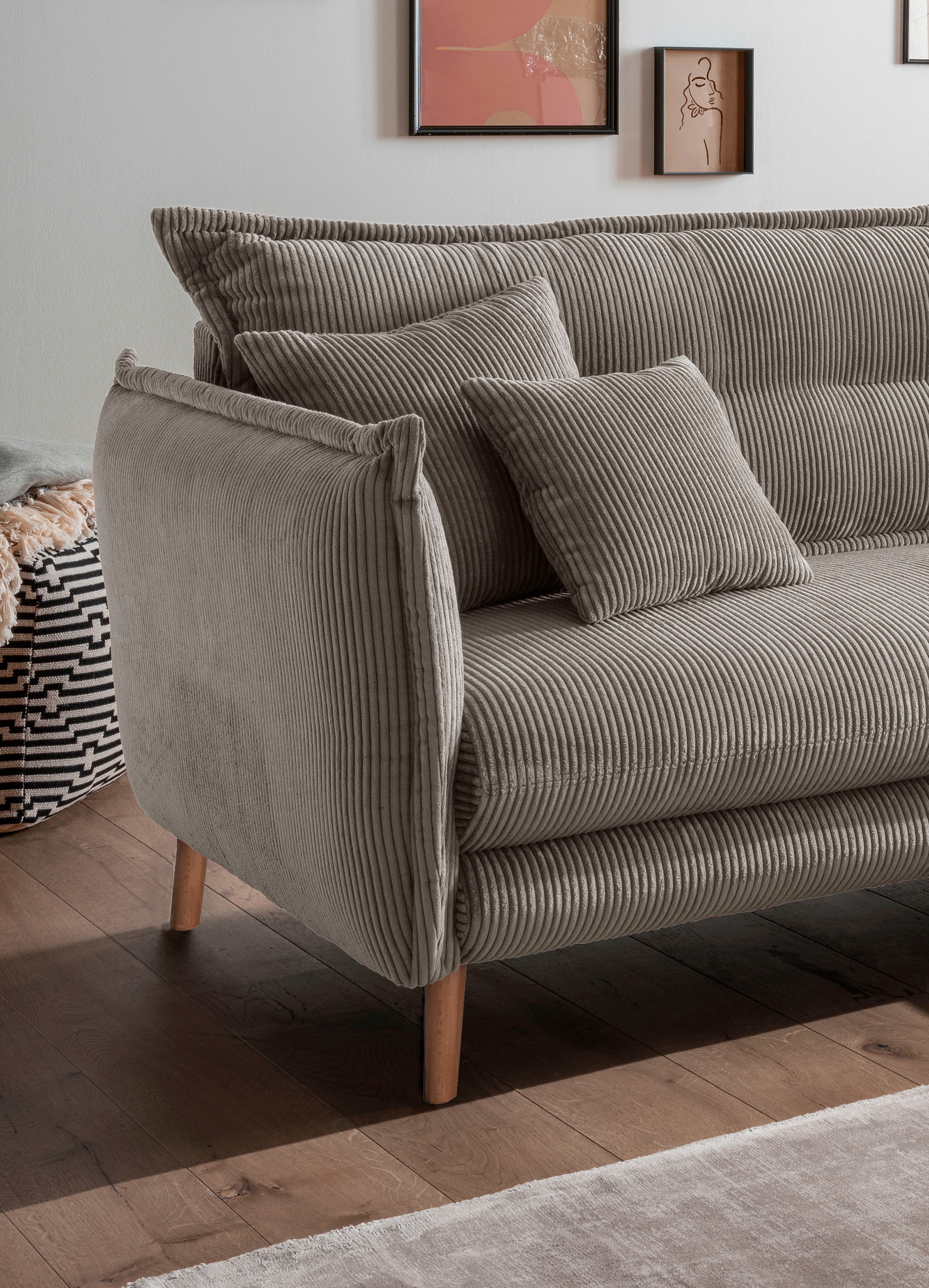 INOSIGN Ecksofa »Lazio modern und bequem, schmale Armlehnen, tolle Detailverarbeitung«, zwei verschiedene Fußfarben wählbar