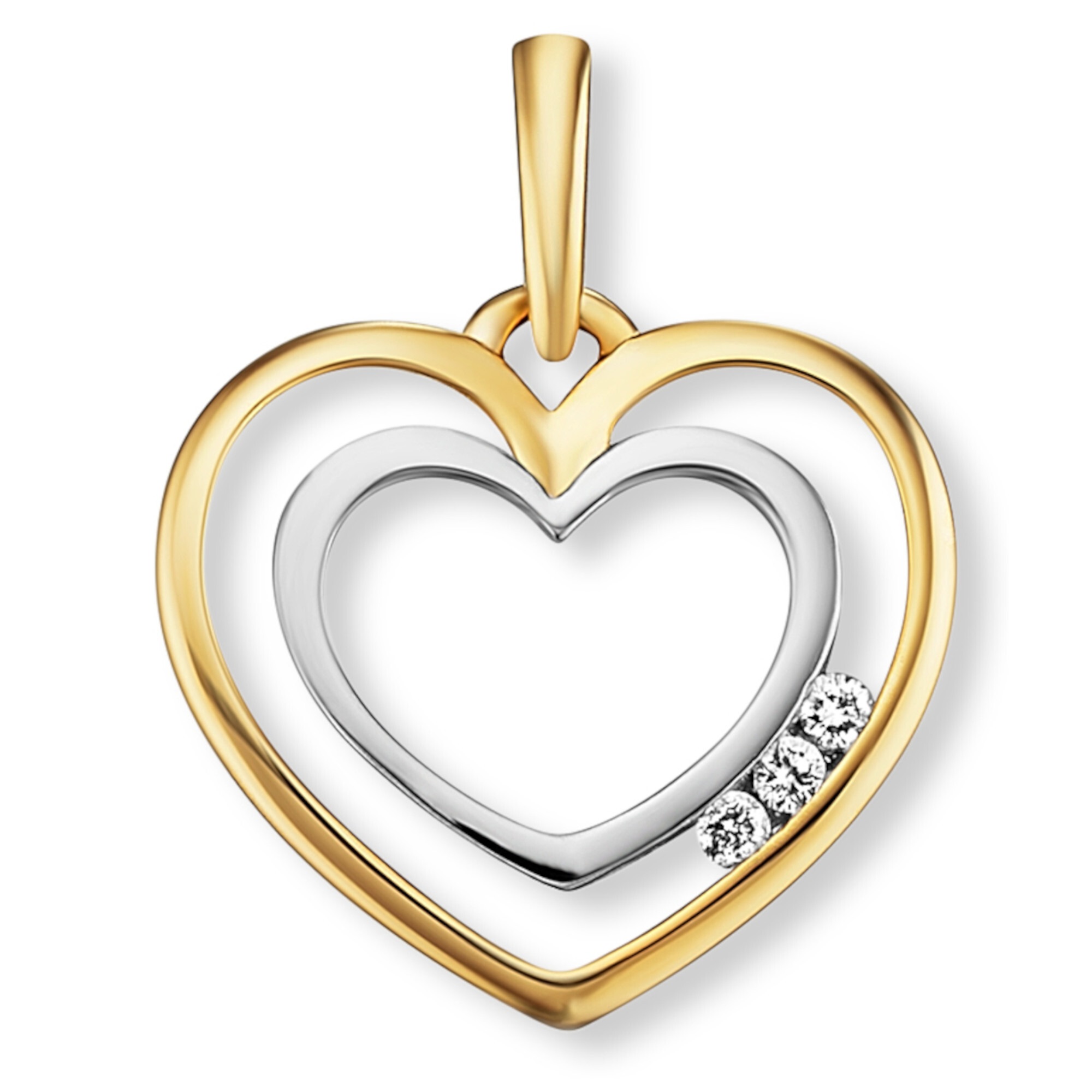 Kettenanhänger ONE ELEMENT "0.03 ct Diamant Brillant Herz Anhänger aus 585 Gelbgold", gold, Schmuckanhänger, Damen, 0,03, Diamanten Gelbgold 585 Gold, Diamanten, Gelbgold 585, Gold, Kettenanhänger, Sanfte Brillanz – Diamantveredelung für ein wertiges Fini