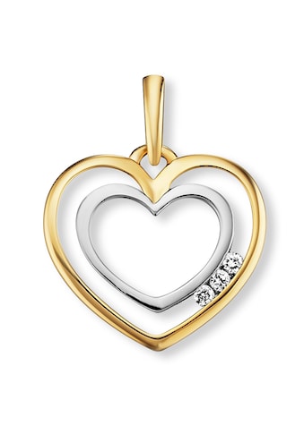 Kettenanhänger »0.03 ct Diamant Brillant Herz Anhänger aus 585 Gelbgold«
