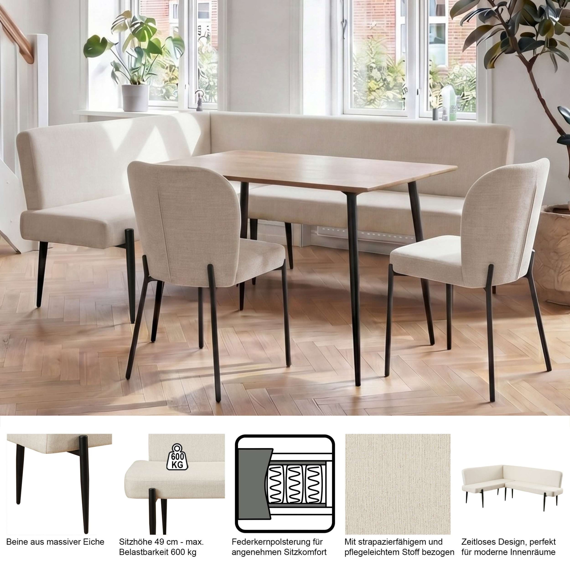 OTTO home Eckbank »Frida« Federkern, pflegeleichtem Velours oder Webstoff Bezug, Breite 210 cm