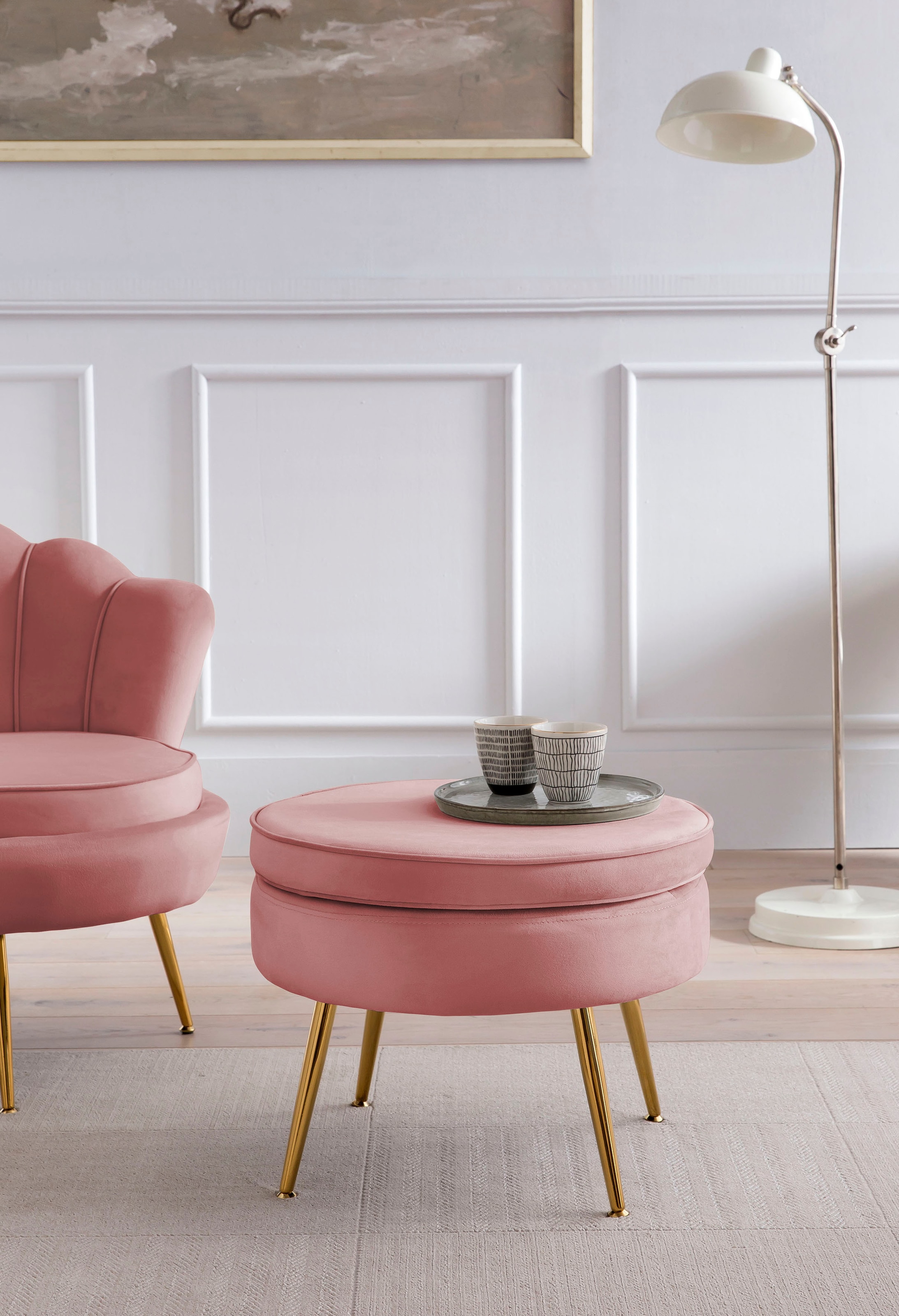 SalesFever Polsterhocker "Calm Gepolsterter Hocker mit Charme", mit hohem S günstig online kaufen
