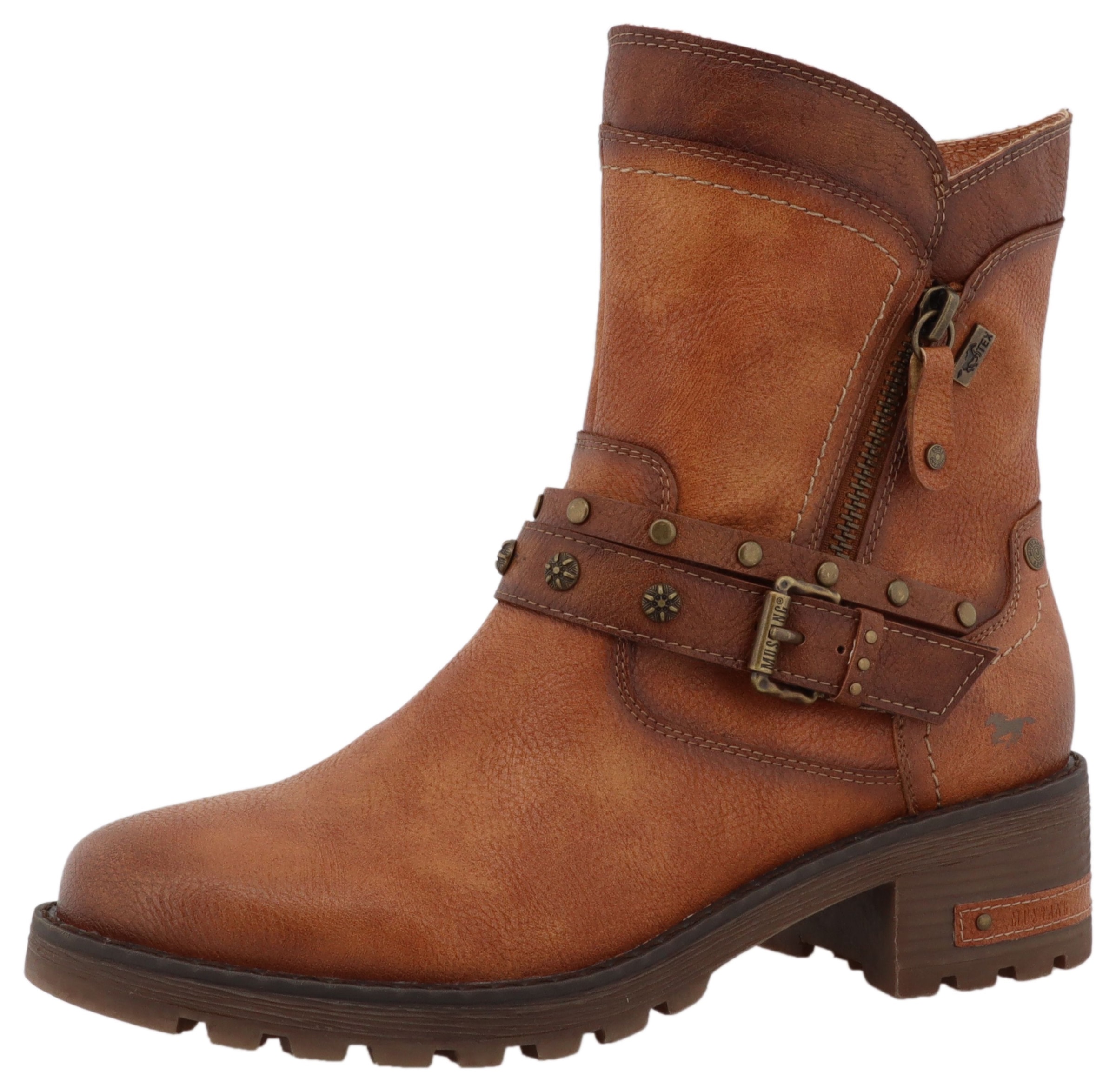 Mustang Shoes Winterboots "Haukea" Biker Boots mit Blockabsatz und TEX-Memb günstig online kaufen
