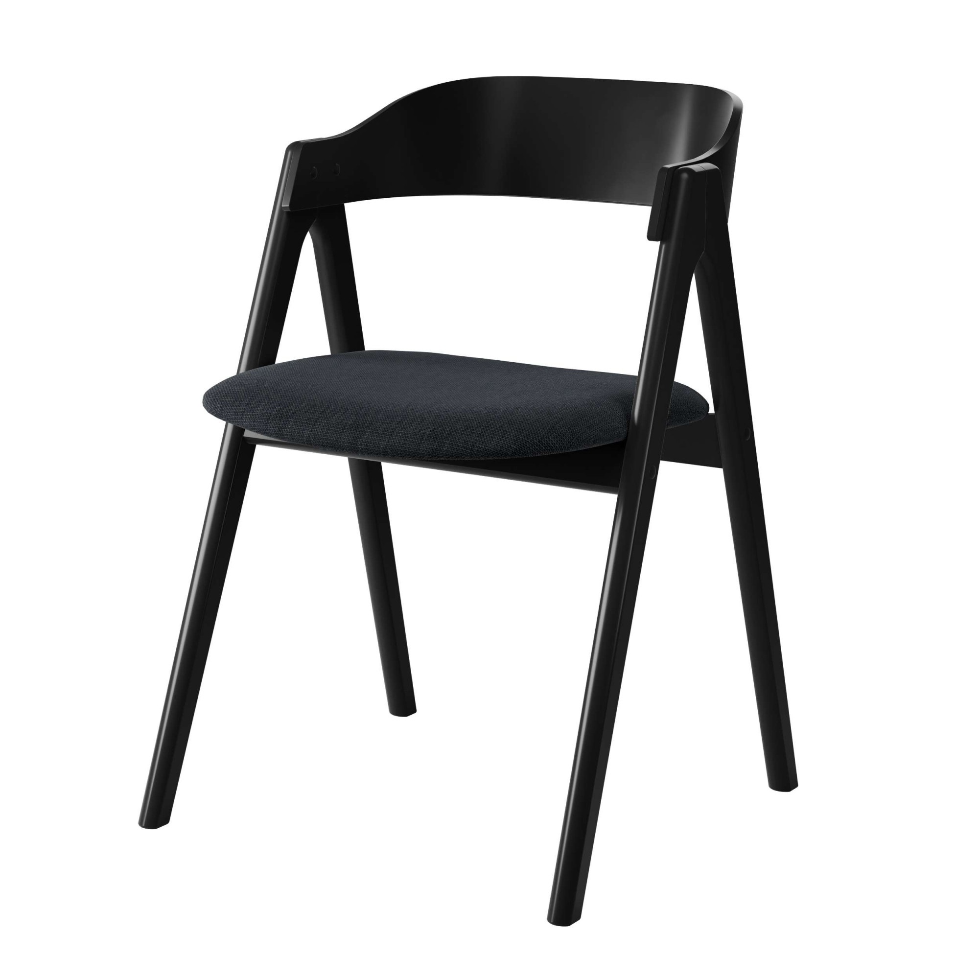 Stuhl HAMMEL FURNITURE "Mette by Hammel", , schwarz, schwarz, dunkelgrau, B:52cm H:75cm T:54cm, Massivholz, Stoff, Stühle, Stuhl, Massivholz, gepolsterte Sitzfläche, versch. Farbvarianten