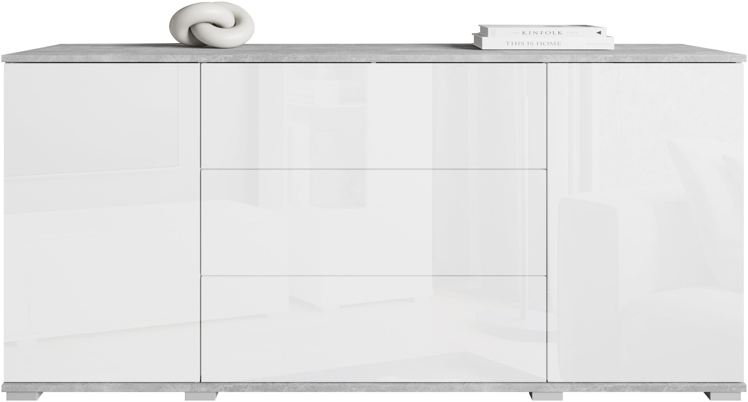 INOSIGN Sideboard »Kenia«, (1 St.), Modernes Sideboard mit 3 Schubladen und 4 Fächern, Breite 150 cm