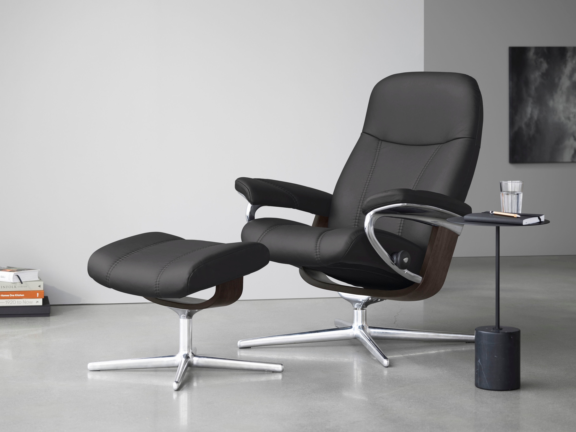 Stressless Relaxsessel "Consul" mit Cross Base, Größe S, M & L, Holzakzent Wenge