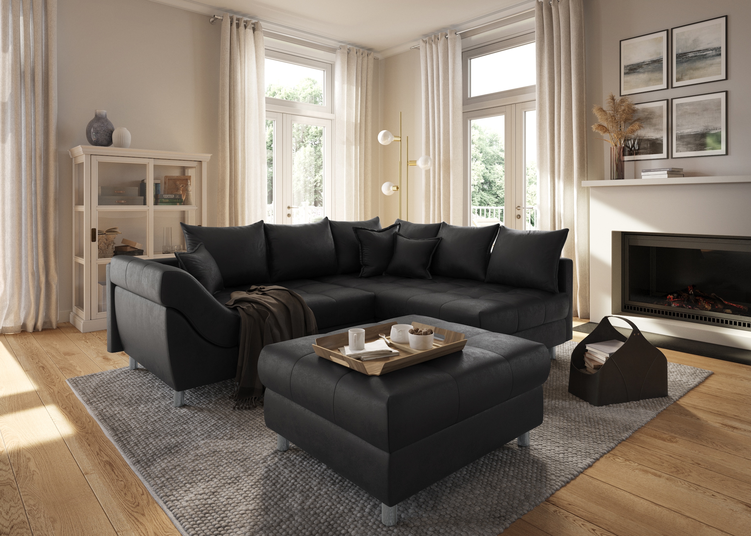 COLLECTION AB Ecksofa "Innsbruck L-Form, B: 247 cm" 3 Zierkissen, Federkern