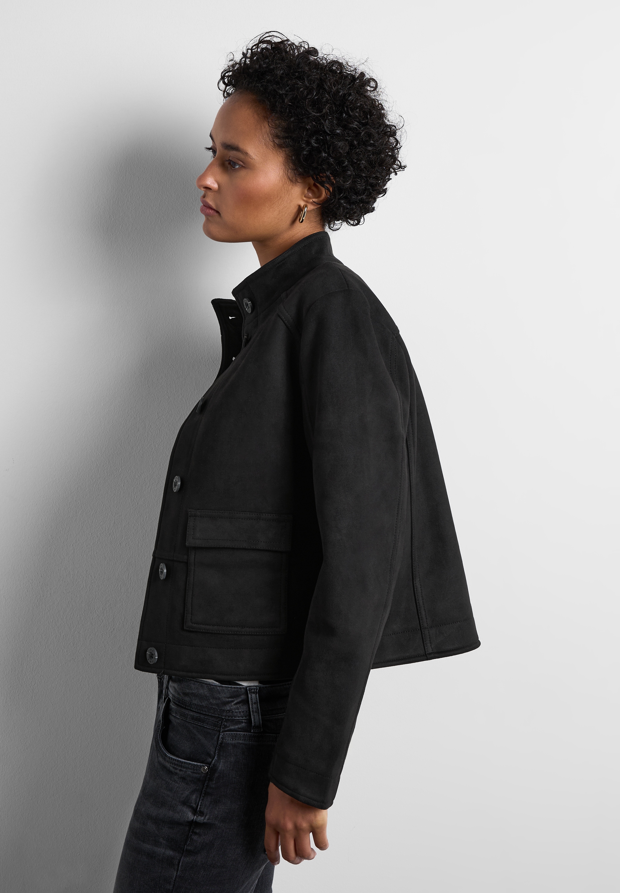 STREET ONE Lederimitatjacke, ohne Kapuze, mit Knopfleiste