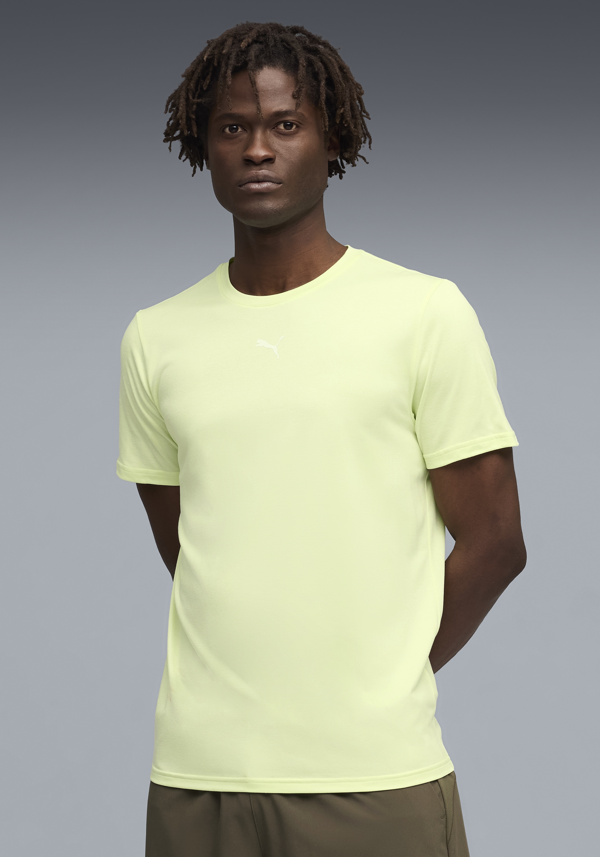 PUMA Trainingsshirt "M TAD ESSENTIALS HEATHER CAT TEE (CF SMALL CAT)" Basic-T-Shirt, Kurzarm, für Sportmode