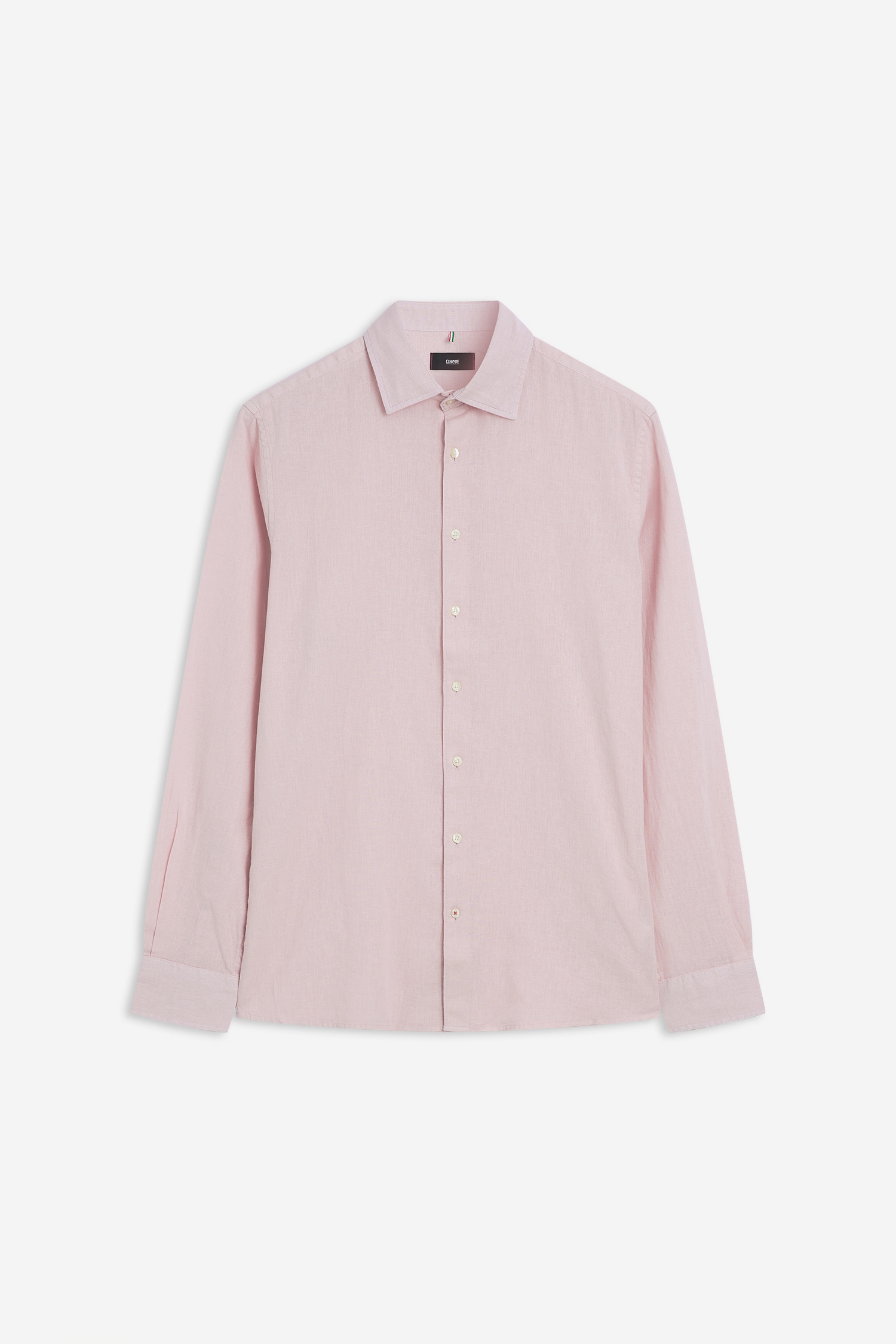 Langarmhemd CINQUE "CISTEVEN", Herren, Gr. XL, N-Gr, pink, Web, Obermaterial: 55% Leinen, 45% Baumwolle, unifarben, regular fit normal, Rundhals, 1-Knopf-Manschette, Hemden, Kentkragen, Regular Fit sommerlicher Leinen-Mix
