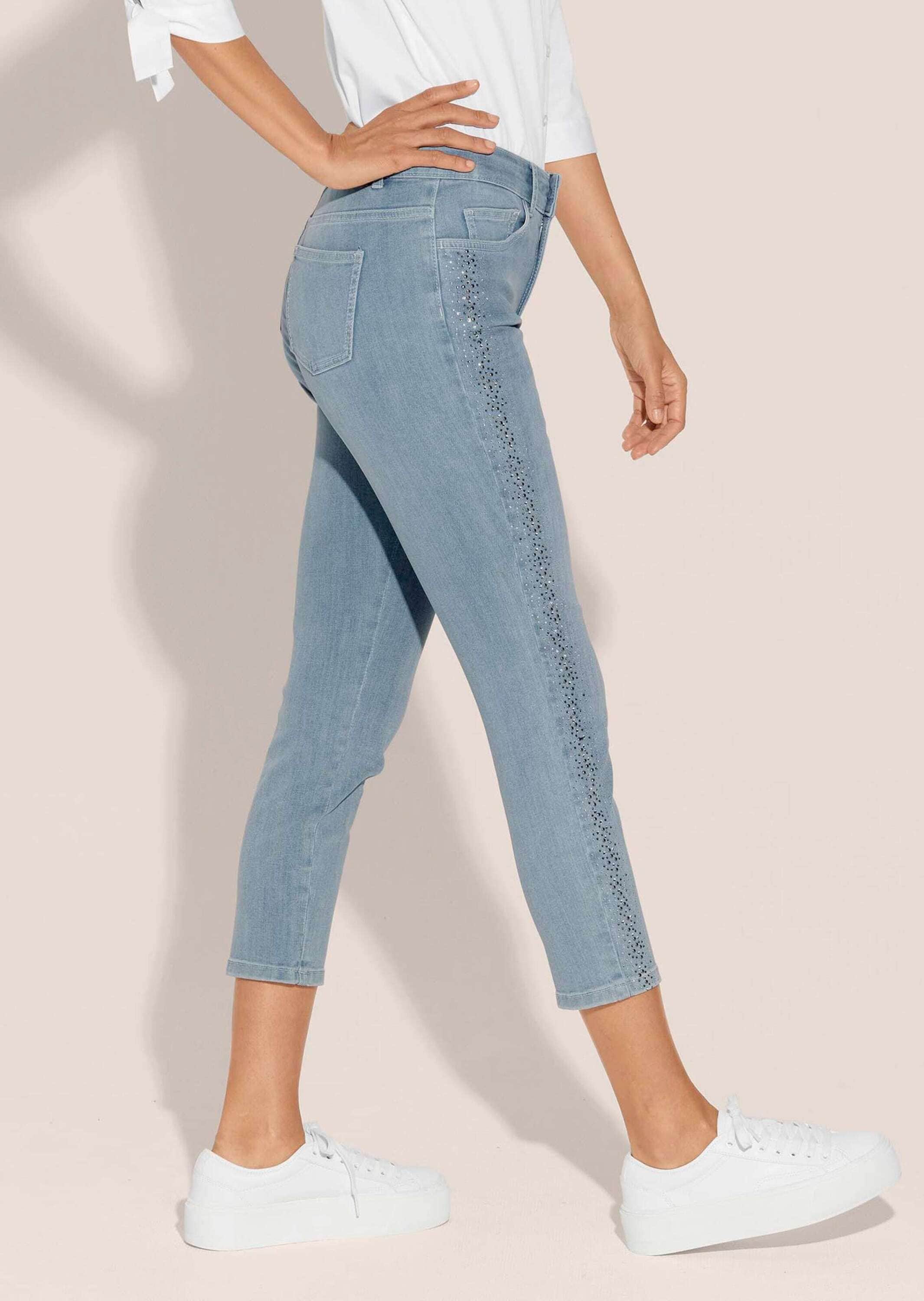 MADELEINE Regular-fit-Jeans »Jeans mit Steinchen Schlanke 7/8-Jeans mit Glanz-Effekt«