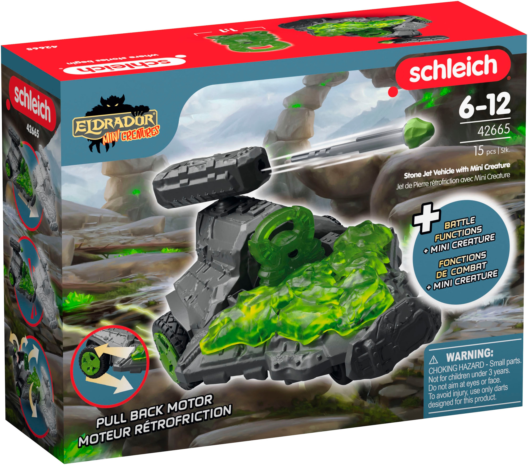 Schleich® Spielzeug-Auto »ELDRADOR® CREATURES, Stein Düsenjet Fahrzeug mit Mini Cretaure (42665)«, Made in Europe