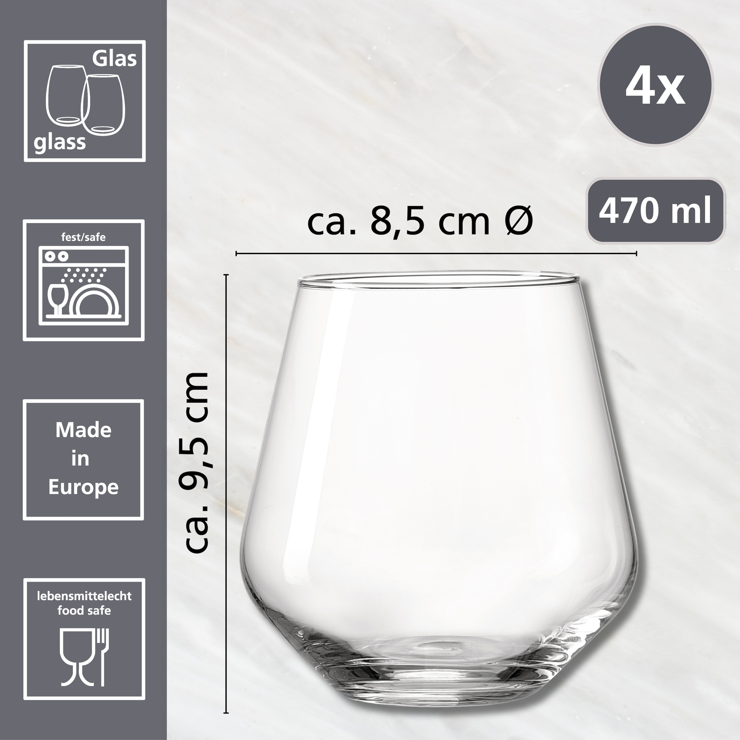Ritzenhoff & Breker Whiskyglas »Rumba«, (Set, 4 tlg.), 4er Set, je 470 ml