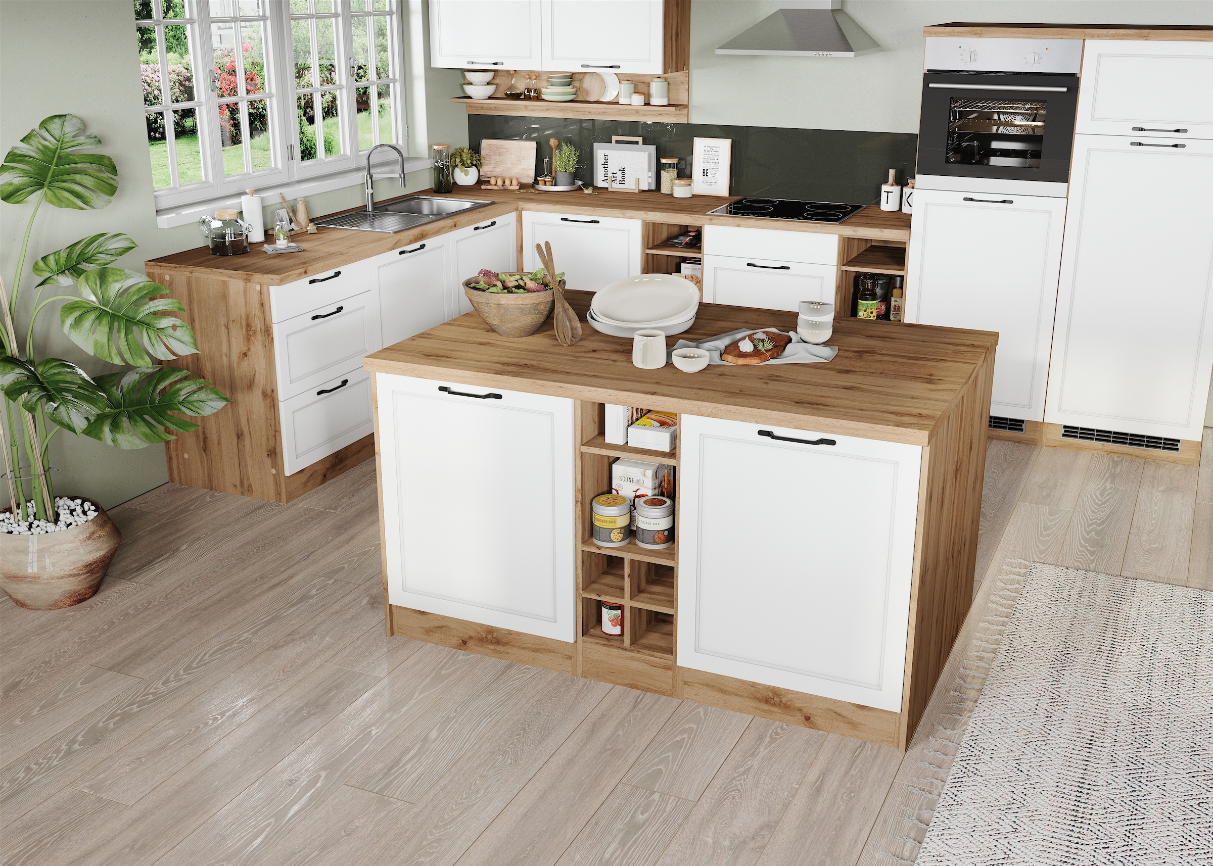 KOCHSTATION Kücheninsel »KS-Lana, Breite 153 cm«, MDF-Fronten, Arbeitsplatte 38mm stark