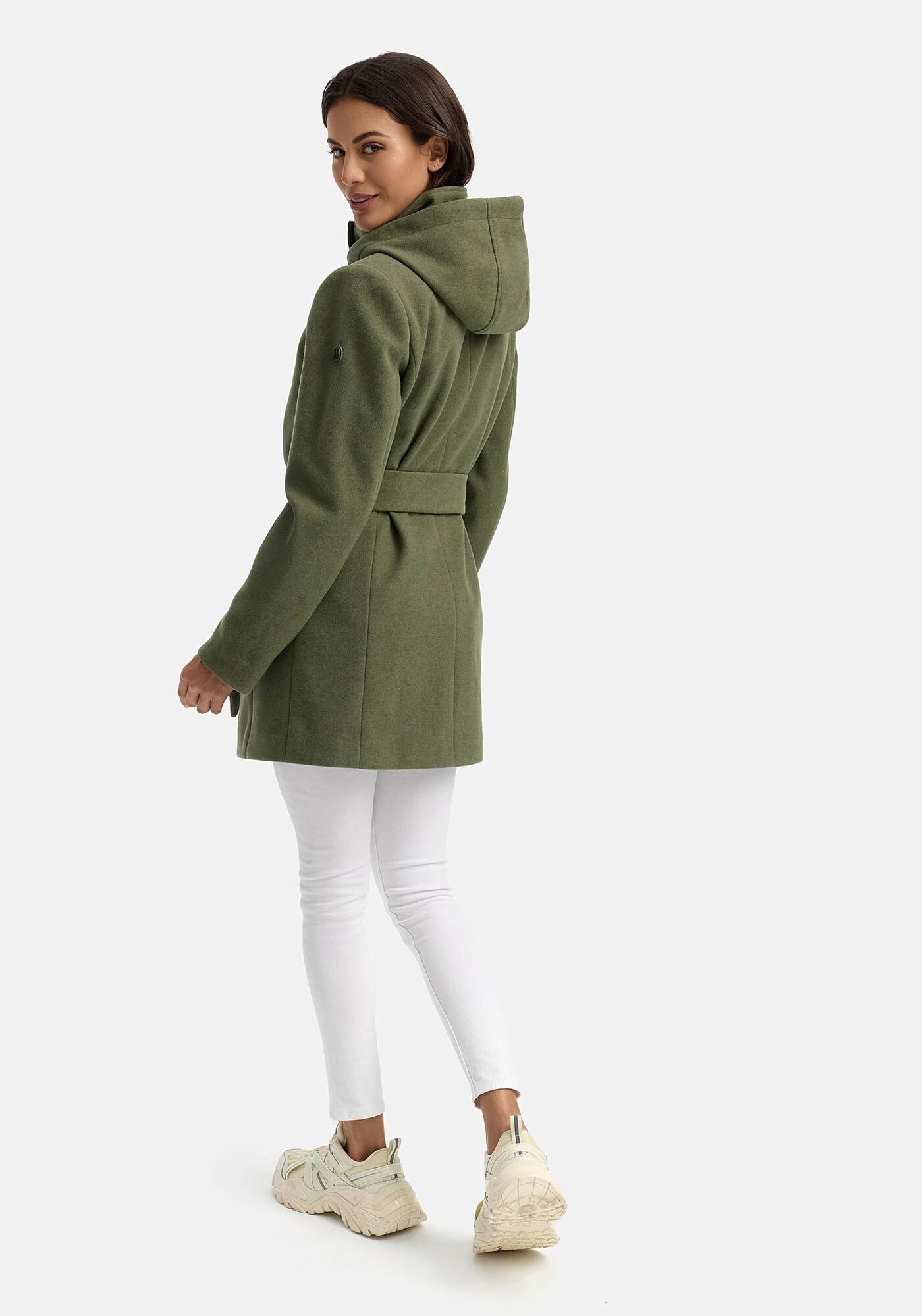 Marikoo Kurzmantel »Katalinaa«, Eleganter Wickel Mantel mit Taillengürtel und Oversized Hood Kapuze