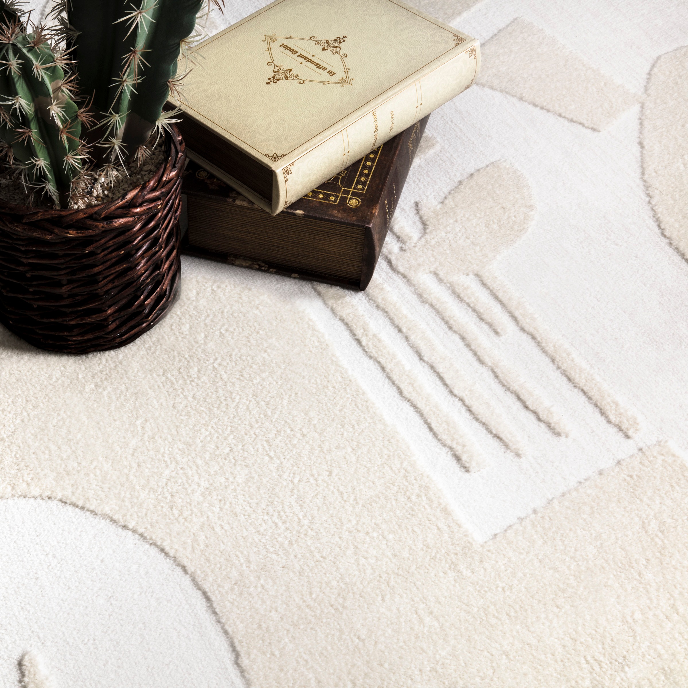 Paco Home Teppich »Luzern 655«, rechteckig, 13 mm Höhe, Kurzflor, Uni Farben, Hoch-Tief-Struktur, Scandi Design
