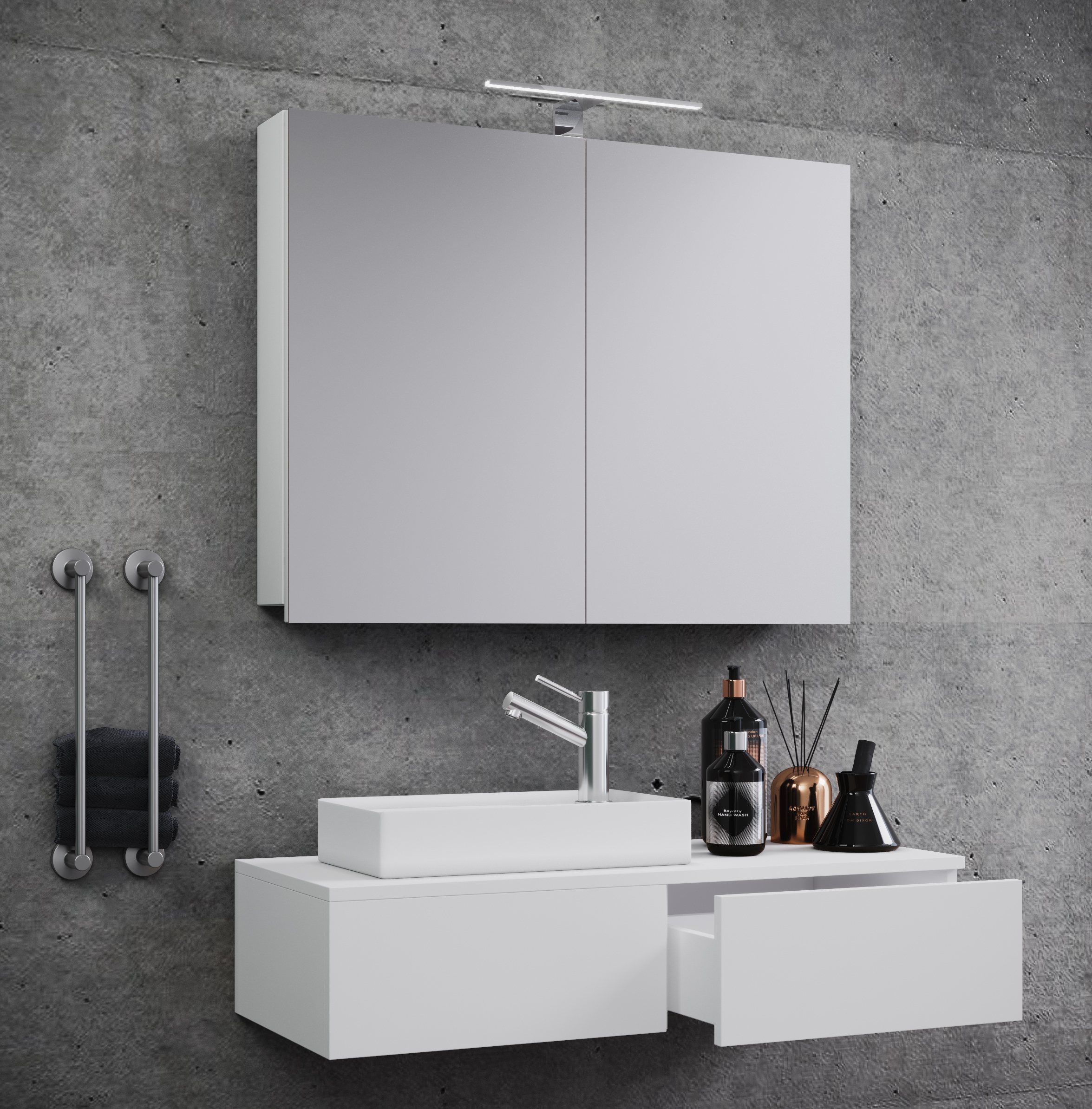 VCM Waschbeckenunterschrank »VCM 3-tlg Set | Waschplatz für Gäste WC | Gästebad | Waschtisch | Badezimmer Set - Gudas SC«, (3 St.)