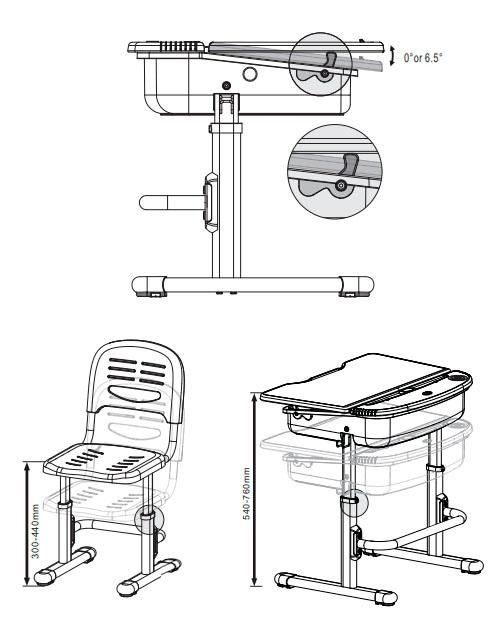 Vipack Kinderschreibtisch »Comfortline«, (Set, mit Stuhl und Beleuchtung), Schülerschreibtisch, ergenomisch höhenverstellbar, mit Stauraumfach