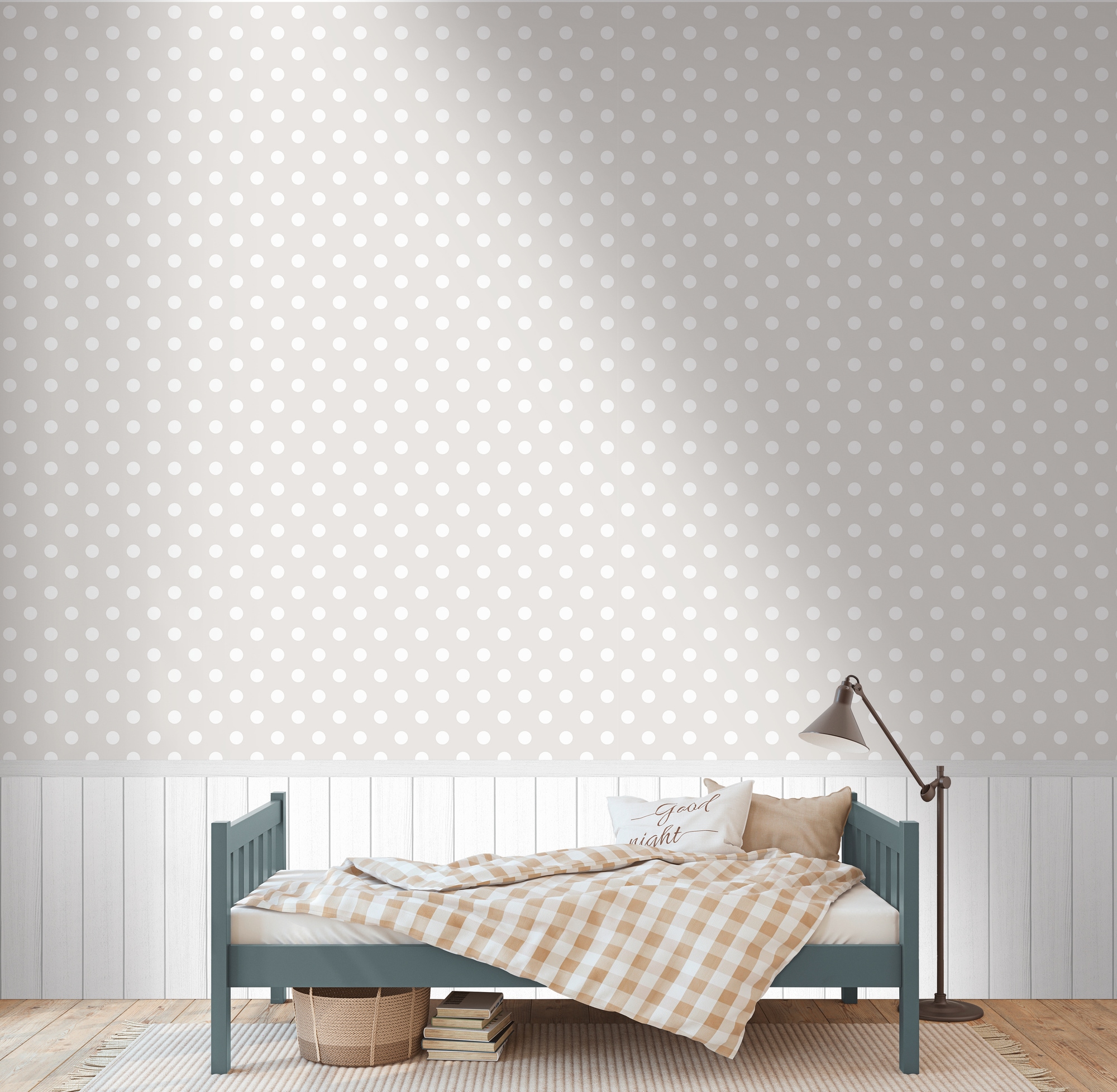 living walls 1100000002199 "Wallpanel Tapete Wandpaneele Motivtapete Punkte Landhaus" matt strukturiert Vliestapete Kinderzimmer für Schlafzimmer Küche Wohnzimmer Wandpaneele