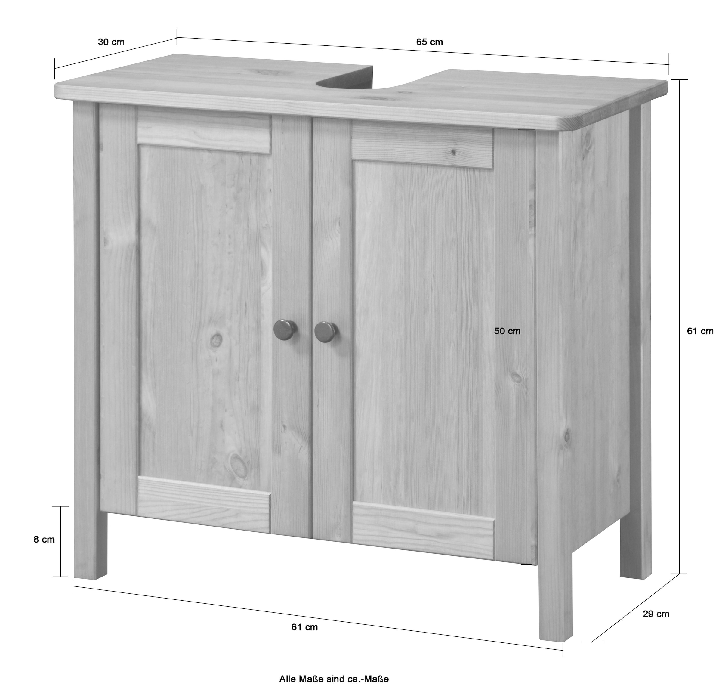 welltime Waschbeckenunterschrank »Sylt«, Badmöbel im Landhaus-Stil, Breite 64 cm, aus Massivholz