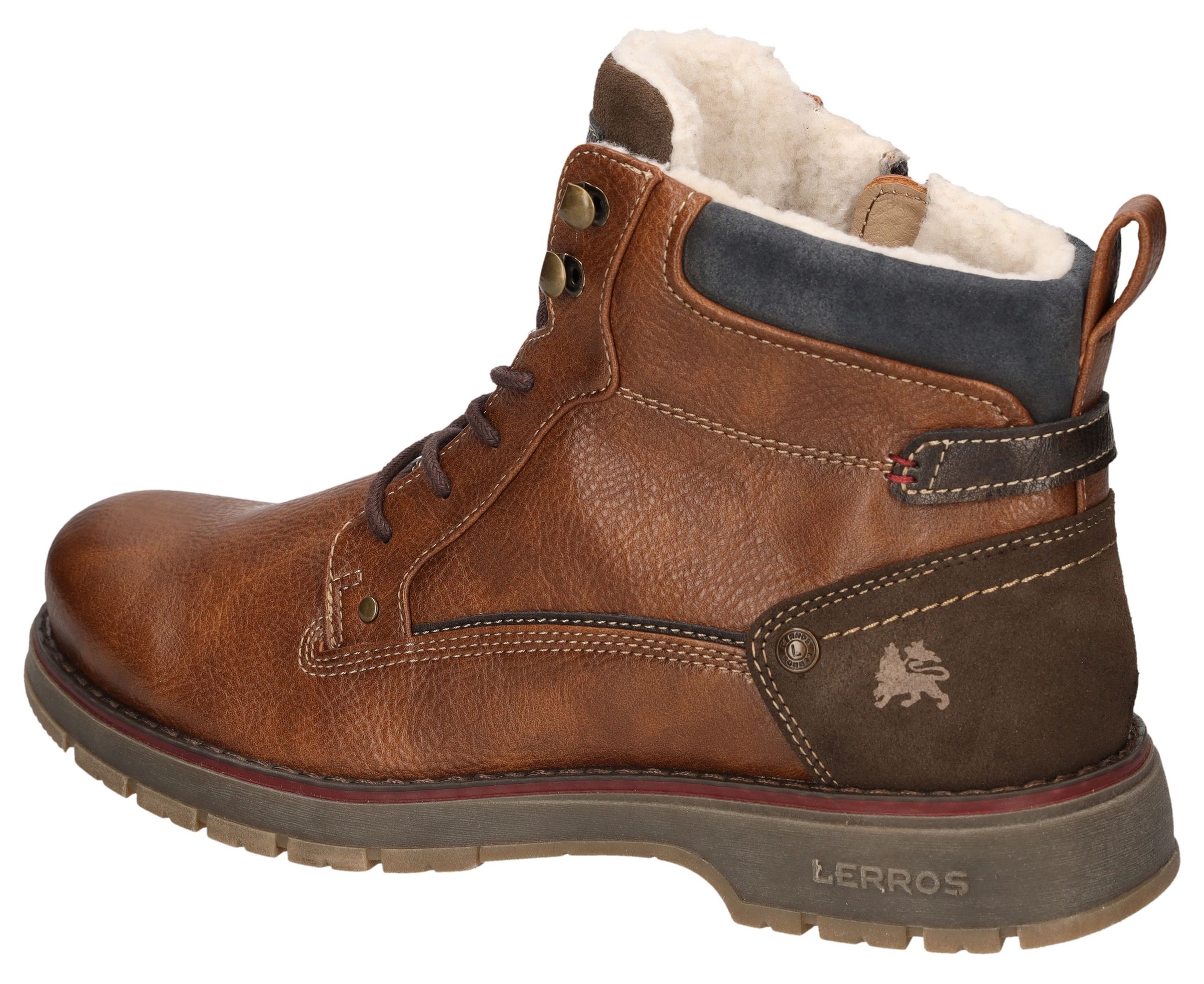Winterboots LERROS, Herren, Gr. 44, cognacfarben, Lederimitat, used, Schuhe Winterboots, Casual Boots, Winterboots mit Warmfutter 3