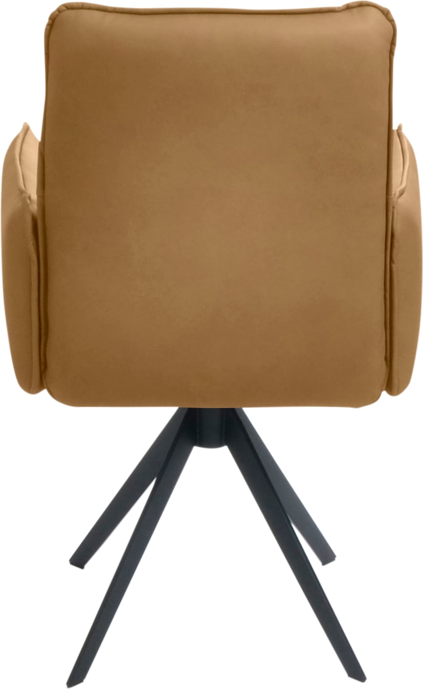 K+W Komfort & Wohnen Drehstuhl, Leder, Blitzdrehkreuz und Rückholfunktion, dekorativer 12mm Biese