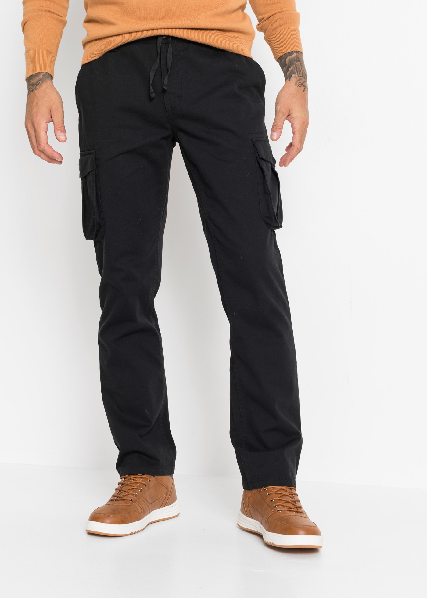 bonprix Cargohose aus reiner Baumwolle, Regular Fit, Straight-Schnitt, casu günstig online kaufen