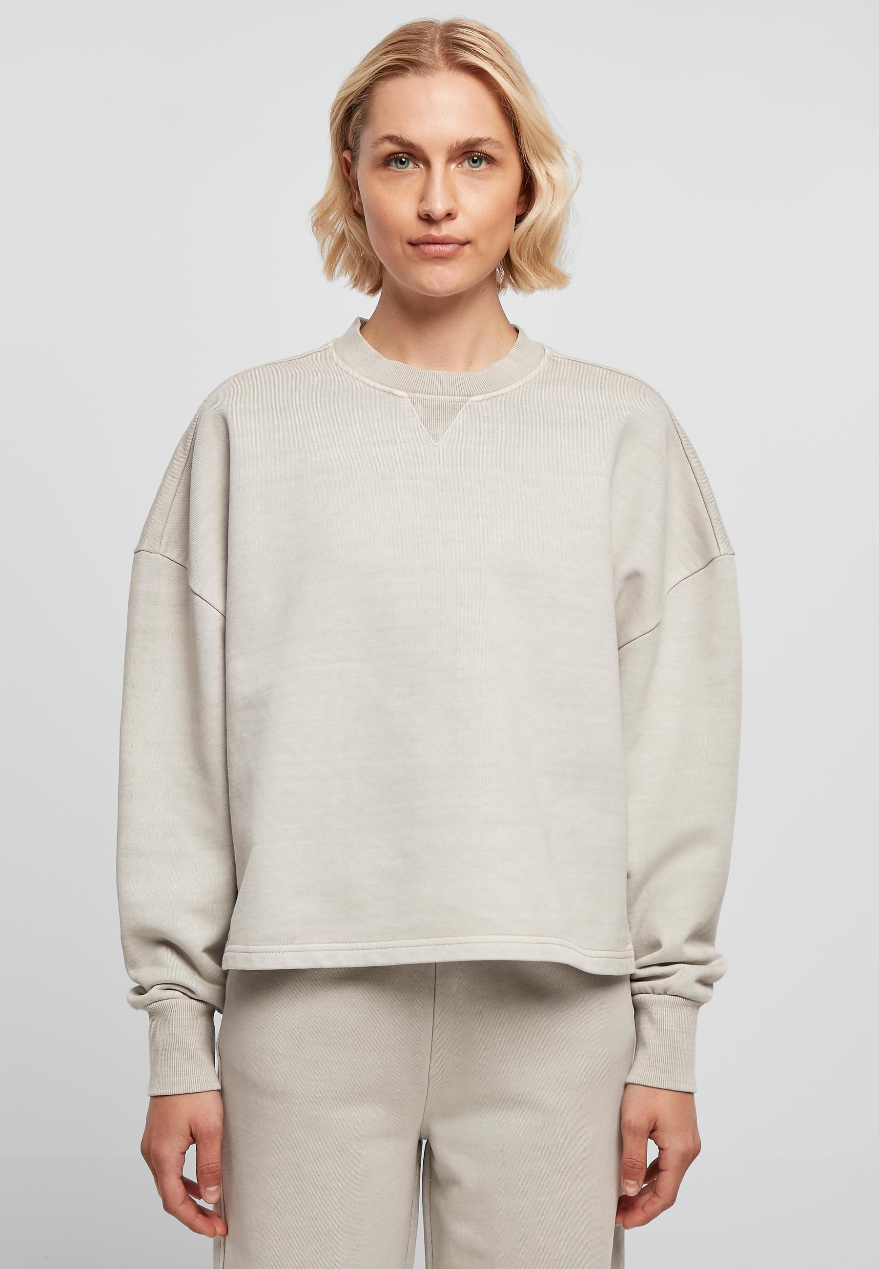URBAN CLASSICS Sweater »Urban Classics Damen Ladies Heavy Terry Garment Dye Crewneck«, (1 tlg.)