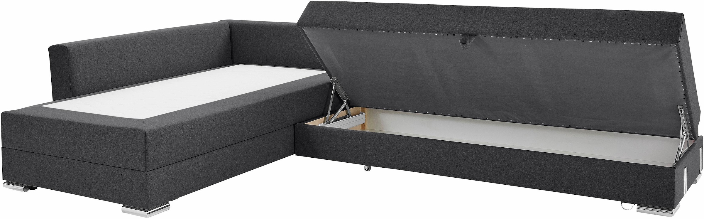 Home affaire Ecksofa »Night & Day L-Form, B: 324 cm, Dauer-Schlaffunktion und Armlehne« Bettfunktion & Bettkasten, Boxspringbett 180x200 cm