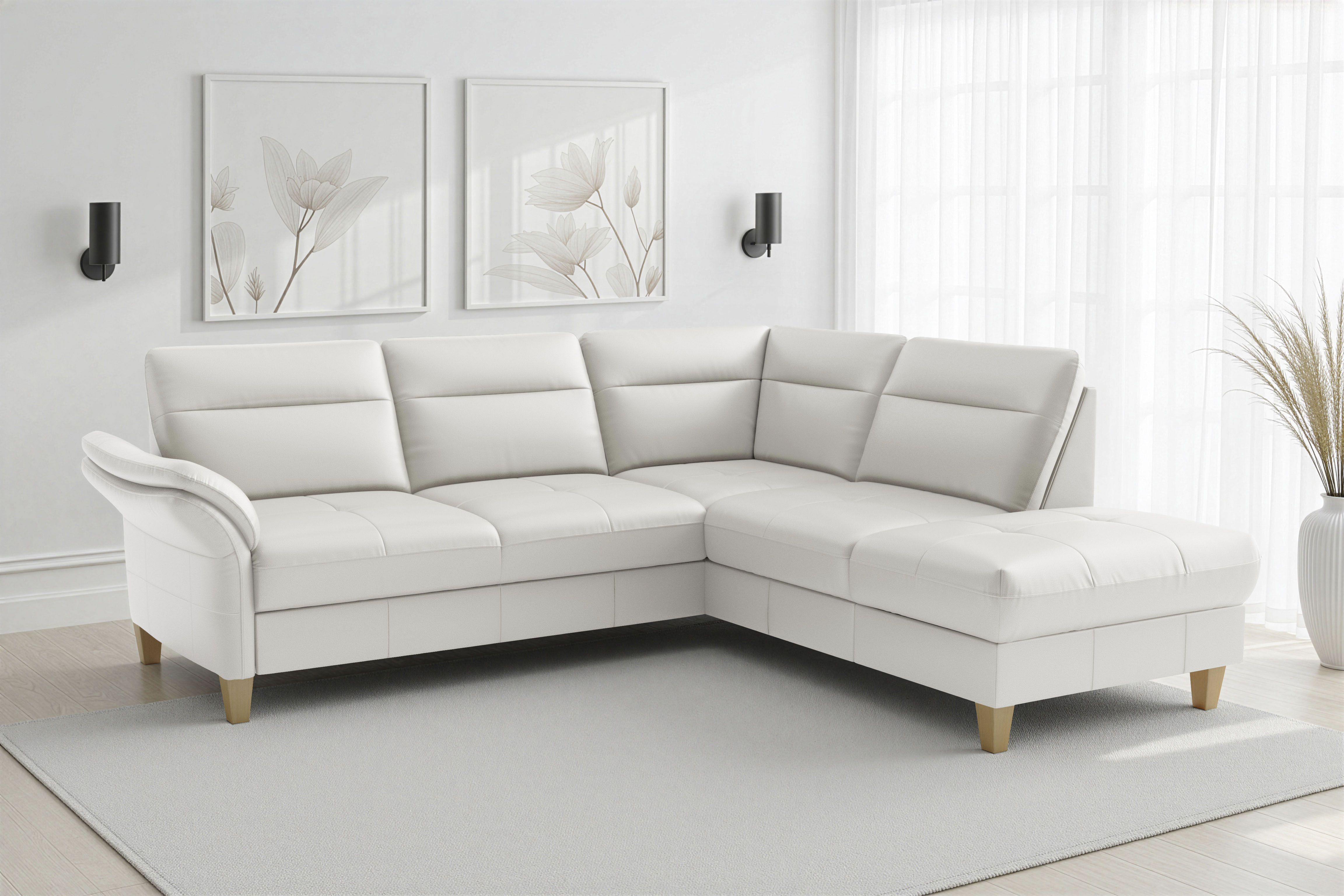 sit&more Ecksofa "Pamela L-Form, B: 218 cm, optional Schlaffunktion & Bettkasten, Leder" optional Armteilverstellung, Schlaffunktion & Bettkasten