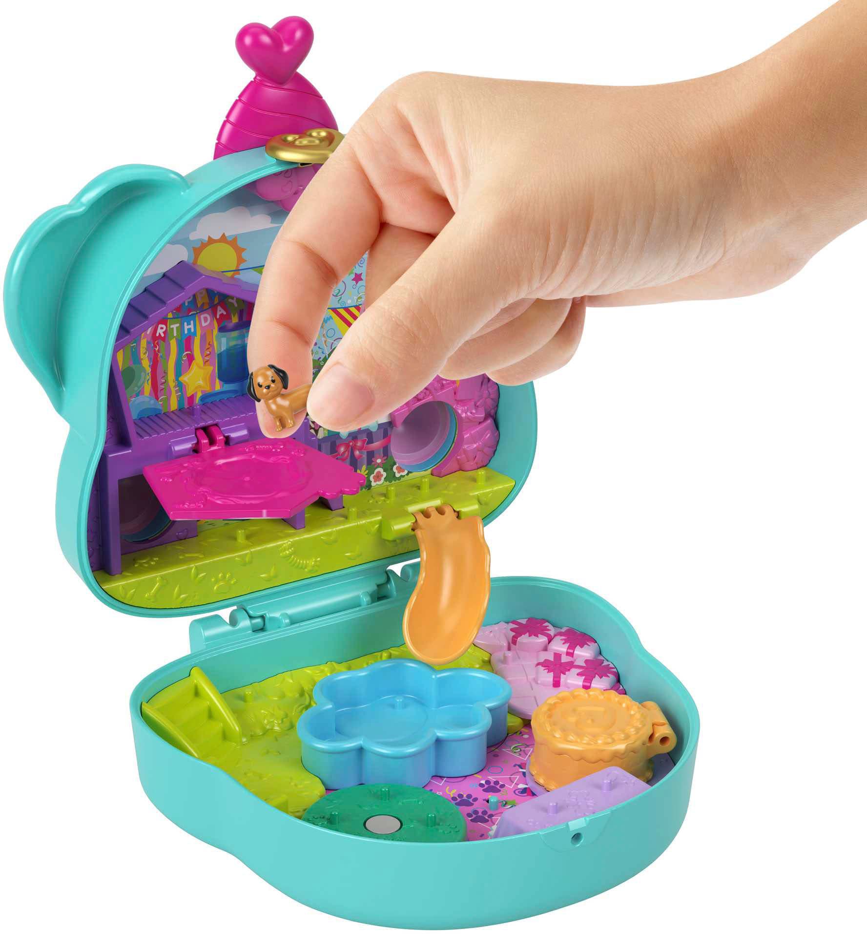 Polly Pocket Spielwelt »Hunde-Party Schatulle«, mit 2 Puppen und Zubehör