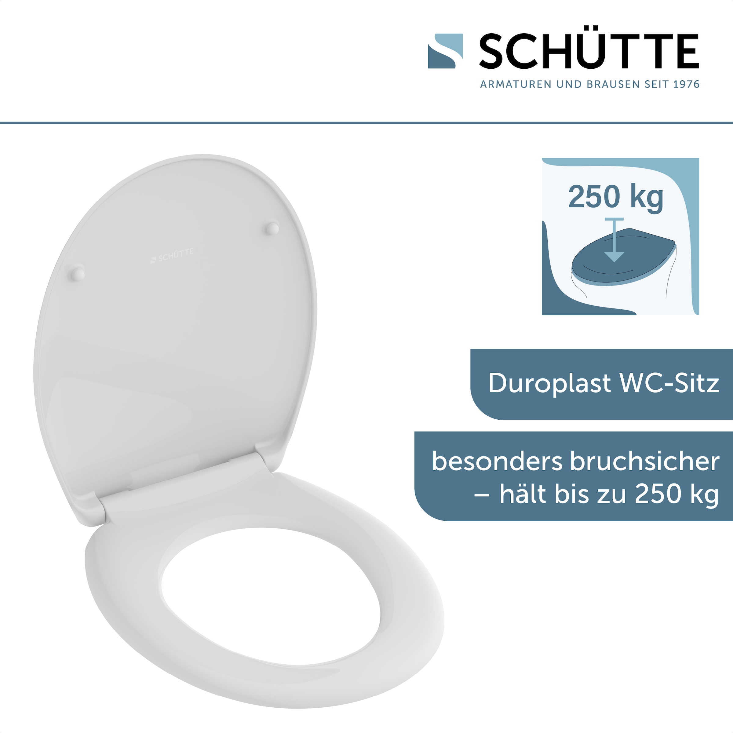 Schütte WC-Sitz »WHITE« Duroplast, WC-Sitz, Absenkautomatik, belastbar bis 250 kg