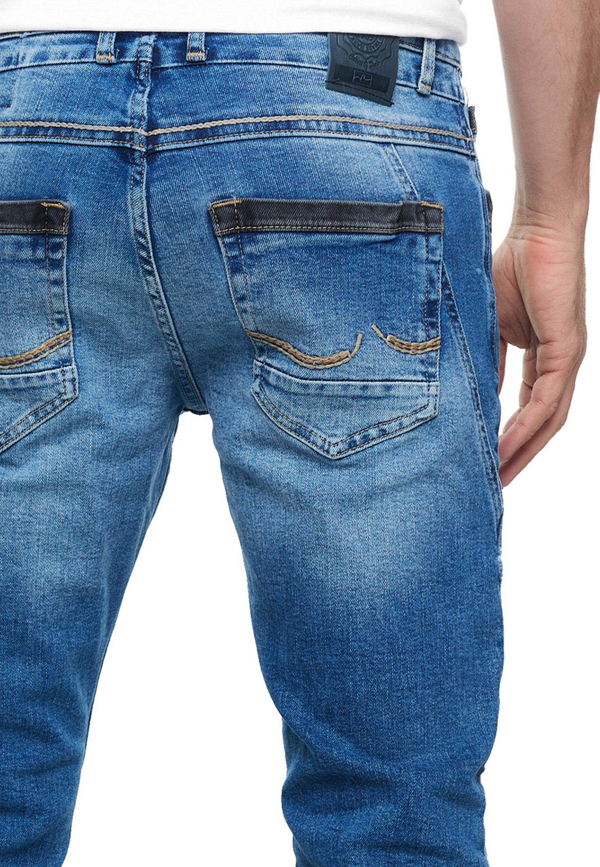Rusty Neal Straight-Jeans »YOKOTE«, mit farblich abgesetzten Details