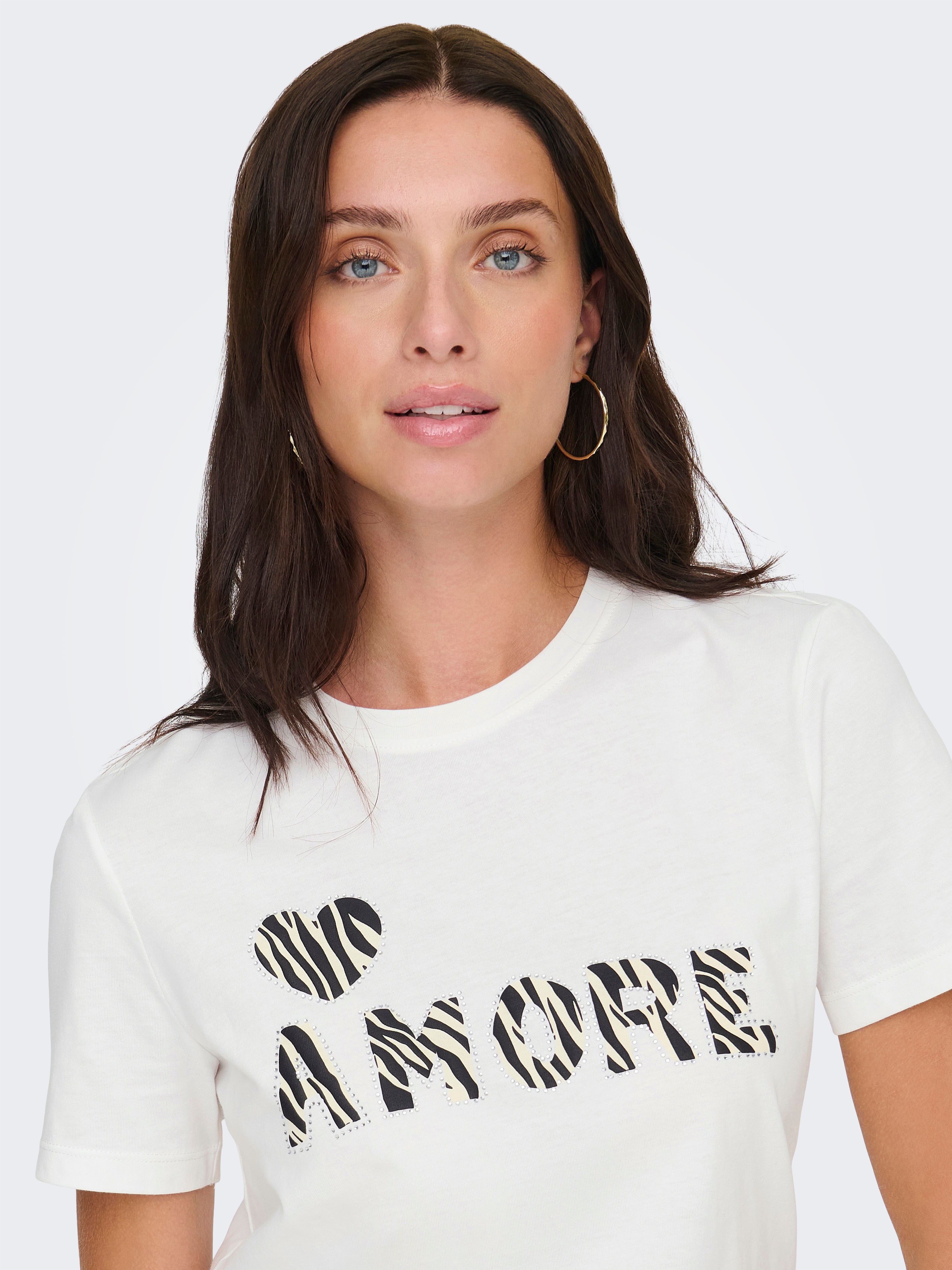 Thumbnail - ONLY T-Shirt "ONLDITTE LIFE RHNSTN S/S ANIMAL TOP JRS"