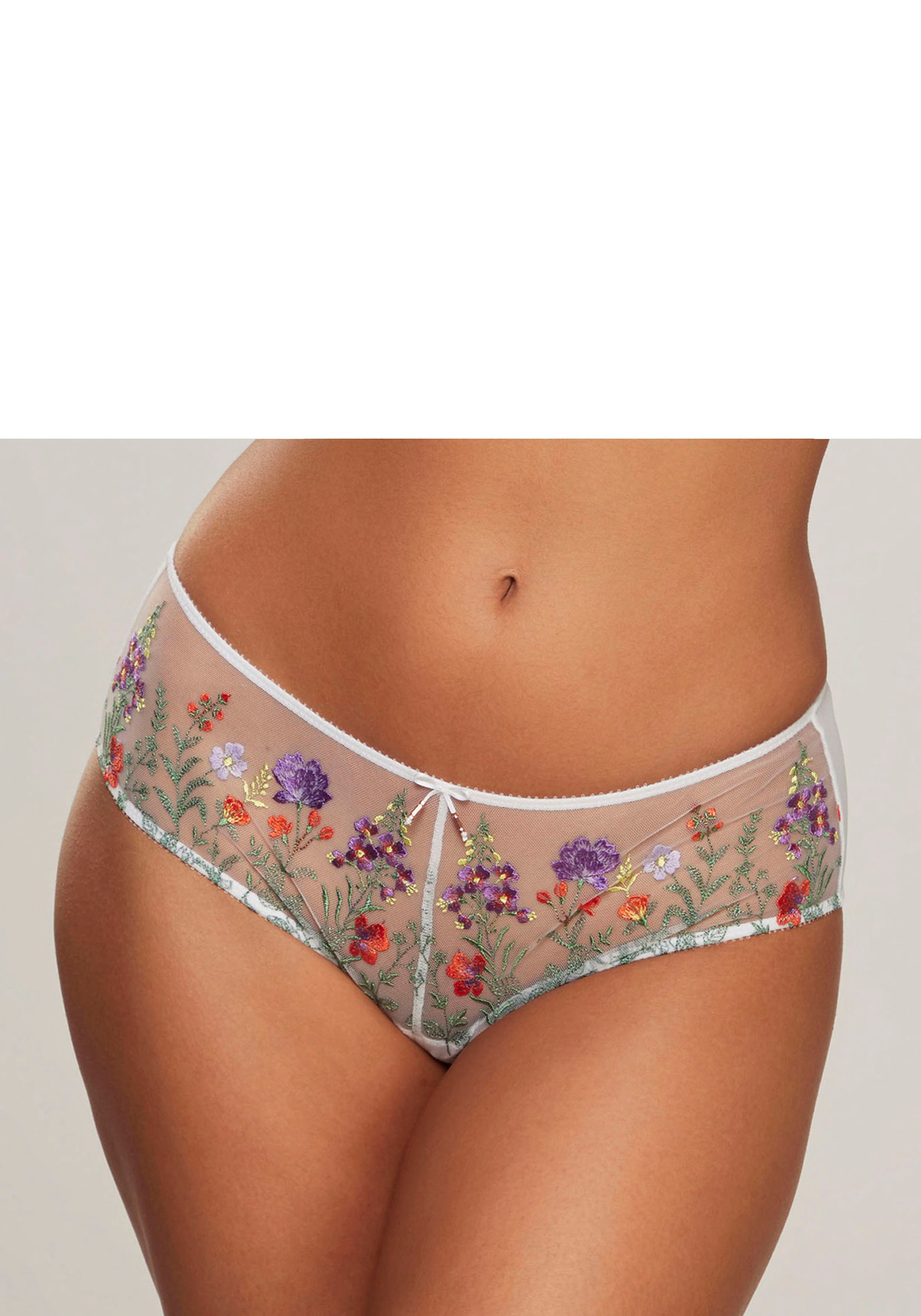 LASCANA Stringpanty "Maria", mit bunten Blumen aus Stickereispitze