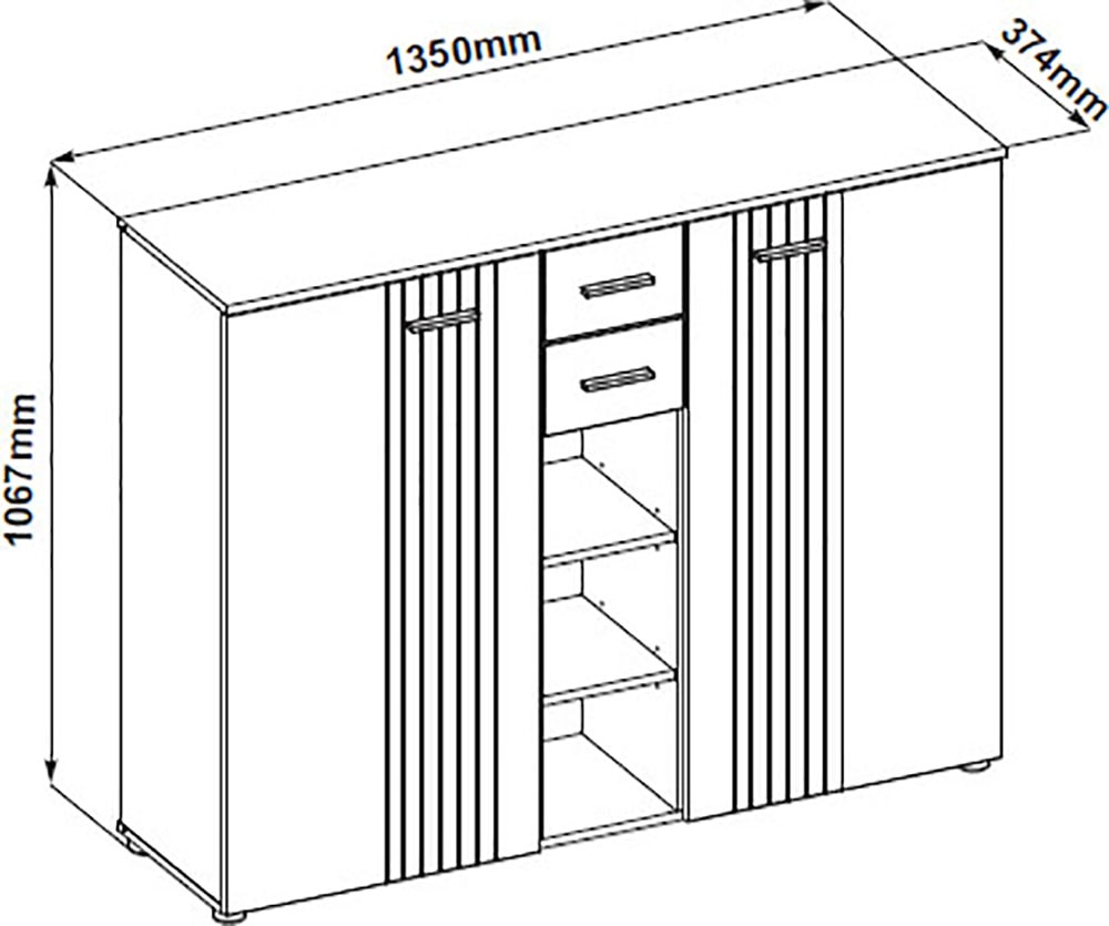 Innostyle Schuhschrank »Schuhschrank Sparks, 135x106x38cm (B/H/T)«, (1 St.), 2 türig, 2 Schubkasten, 3 offene Fächer, Softclose