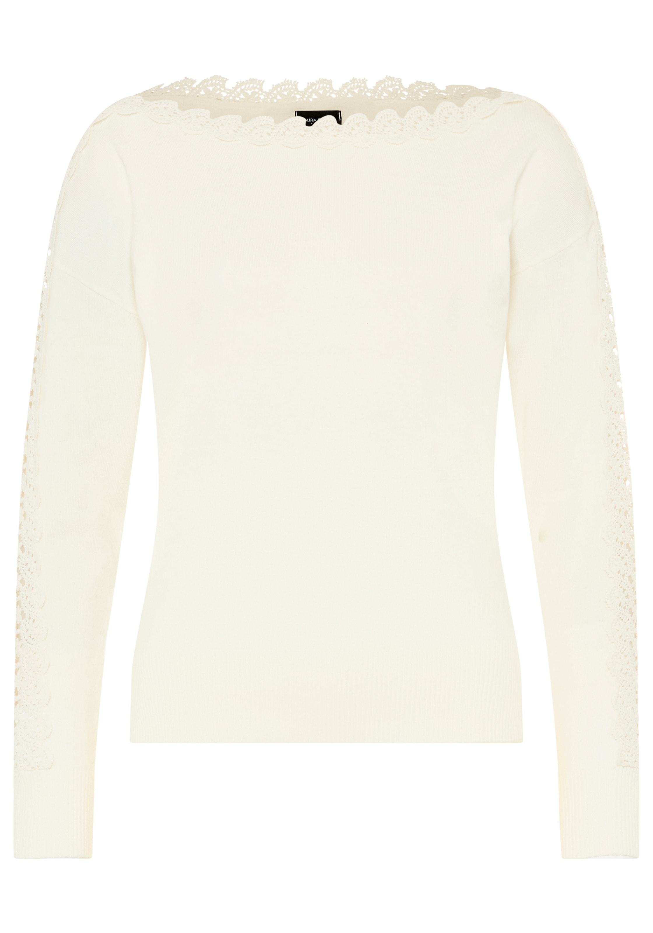 Laura Scott Strickpullover mit femininem Spitzeneinsatz aus Viskosemischung
