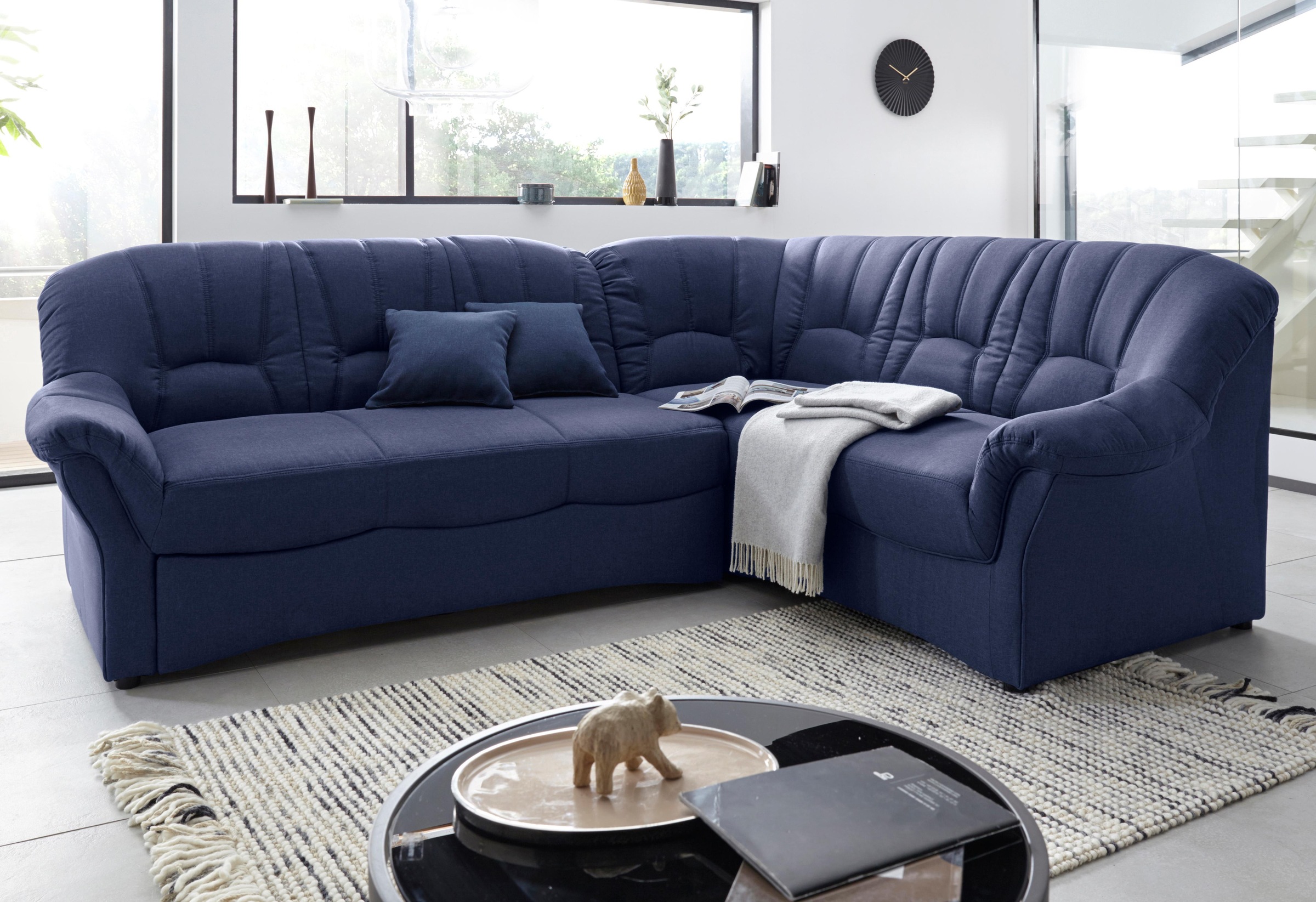 DOMO collection Ecksofa "Bahia, zeitlos und elegant, bequeme Armlehnen, L-F günstig online kaufen