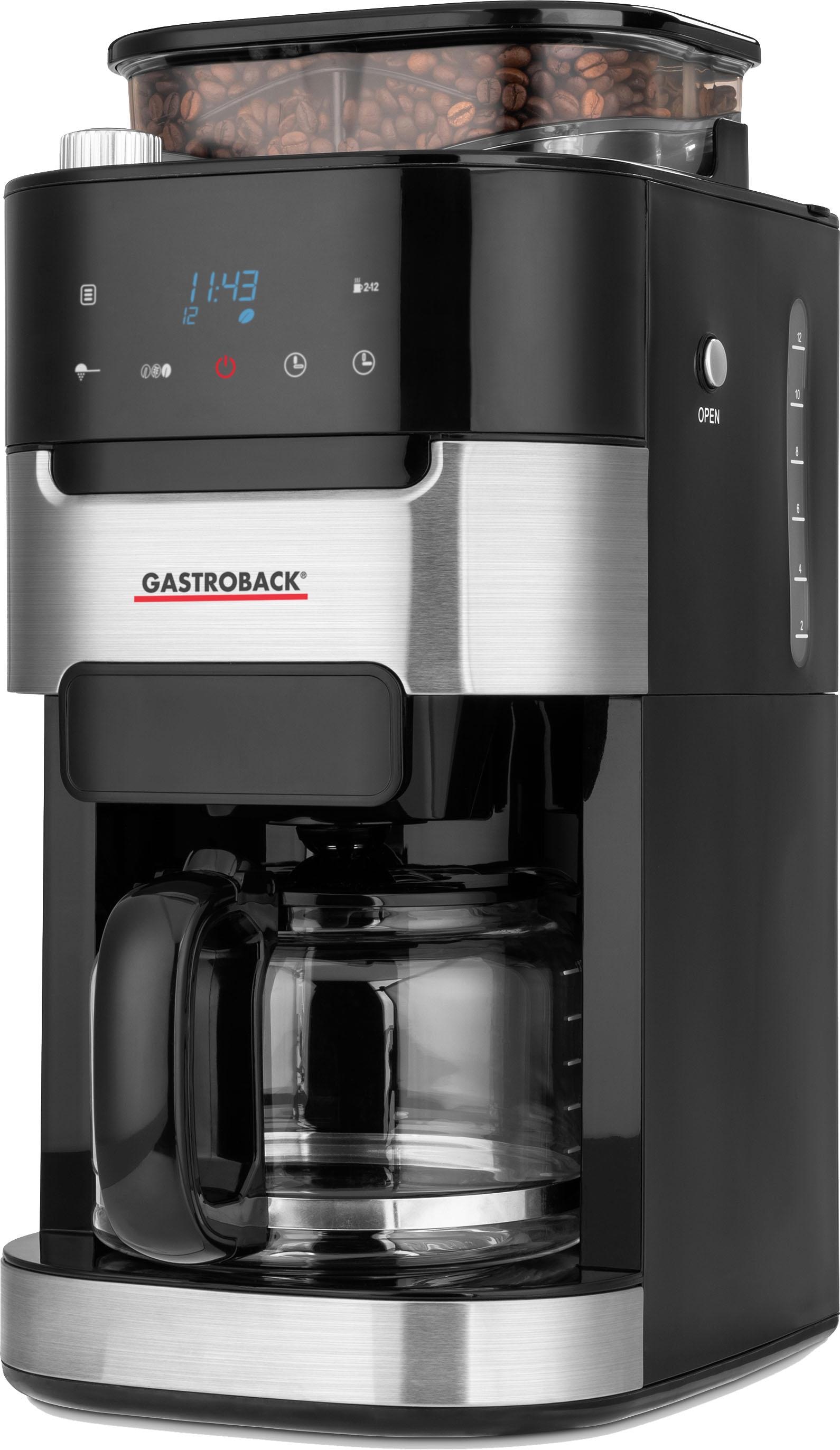 Gastroback Kaffeemaschine mit Mahlwerk »Grind & Brew Pro 42711«, 1,5 l Kaffeekanne, Permanentfilter, Timerfunktion, auch für Kaffeepulver verwendbar, Warmhaltefunktion