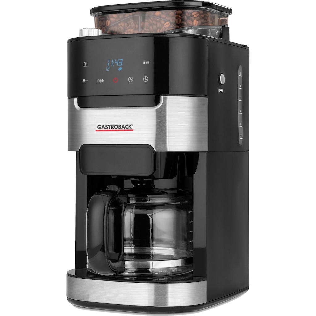 Gastroback Kaffeemaschine mit Mahlwerk »Grind & Brew Pro 42711«, 1,5 l Kaffeekanne, Permanentfilter