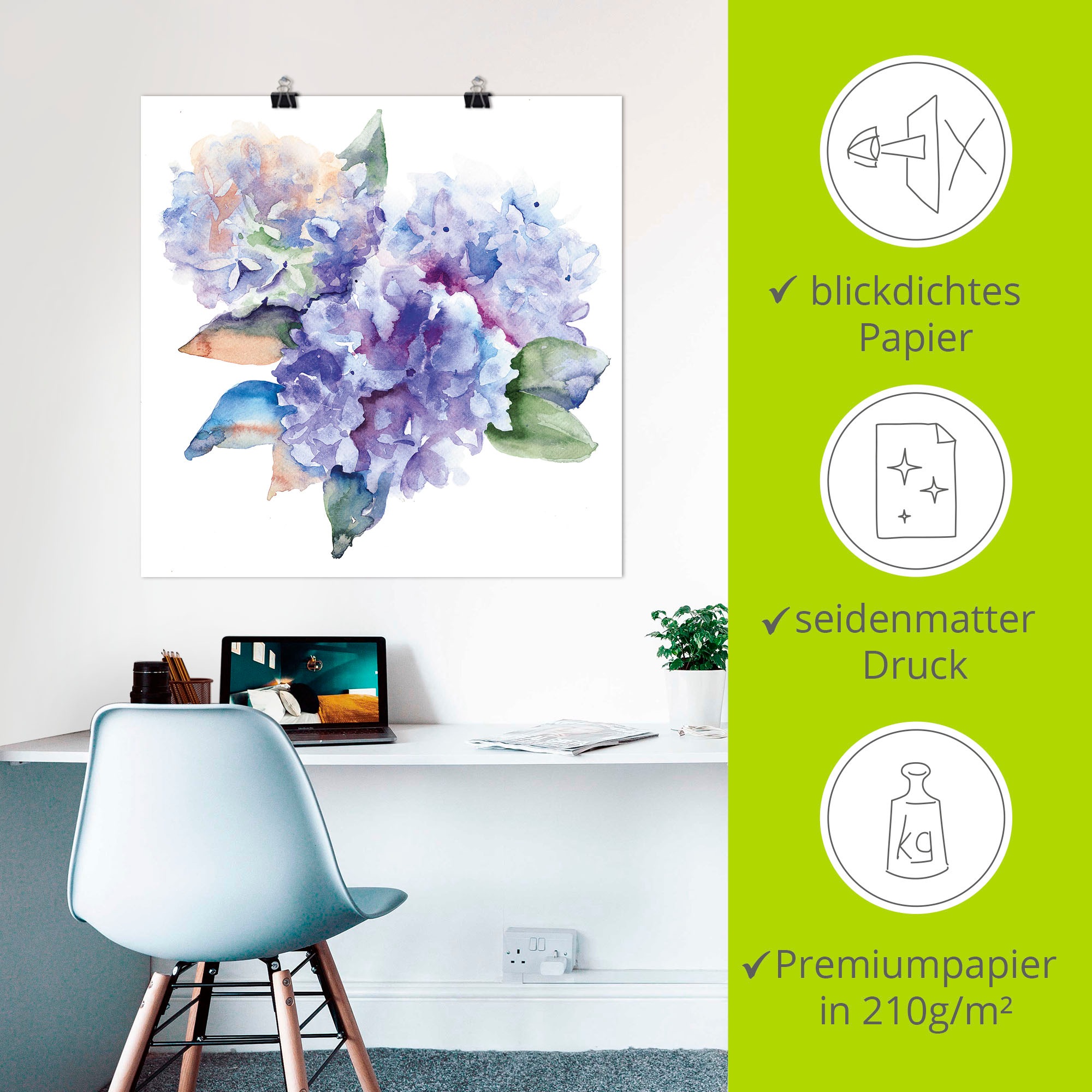 Artland Wandbild »Hortensien«, Blumen, (1 St.), als Leinwandbild, Poster in verschied. Größen