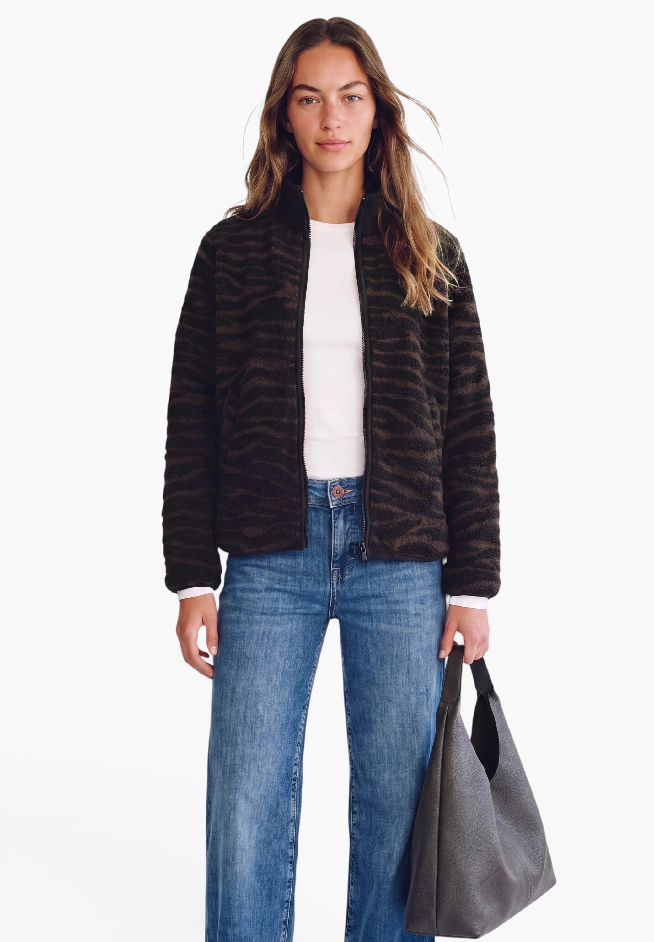 STREET ONE STUDIO Fellimitatjacke ohne Kapuze mit Stehkragen