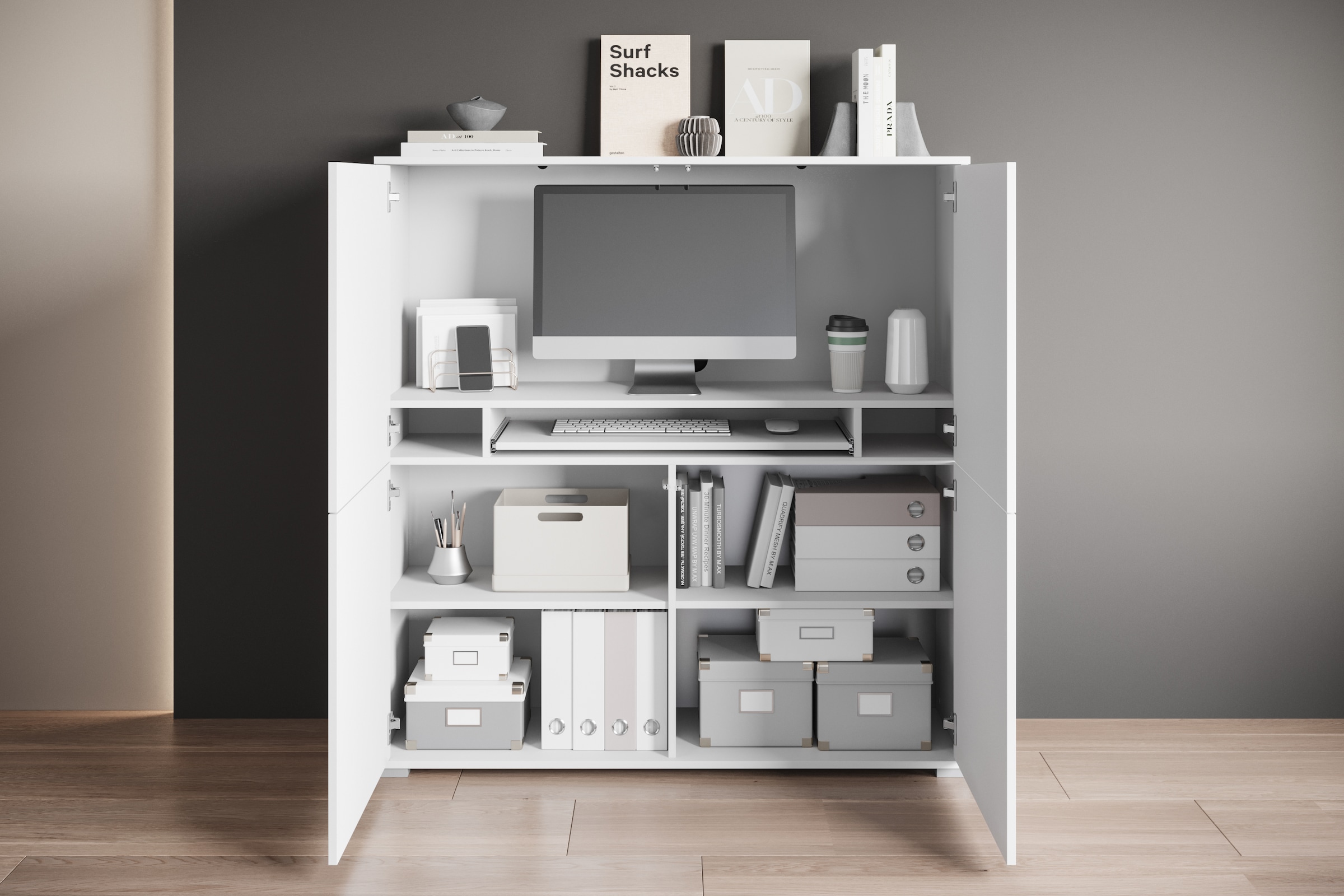 OTTO home PC-Schrank »Kenia, Sekretär, Home Office« 1 Stk. tlg. Mit Push-to-open, Tastaturauszug und praktischem Stauraum