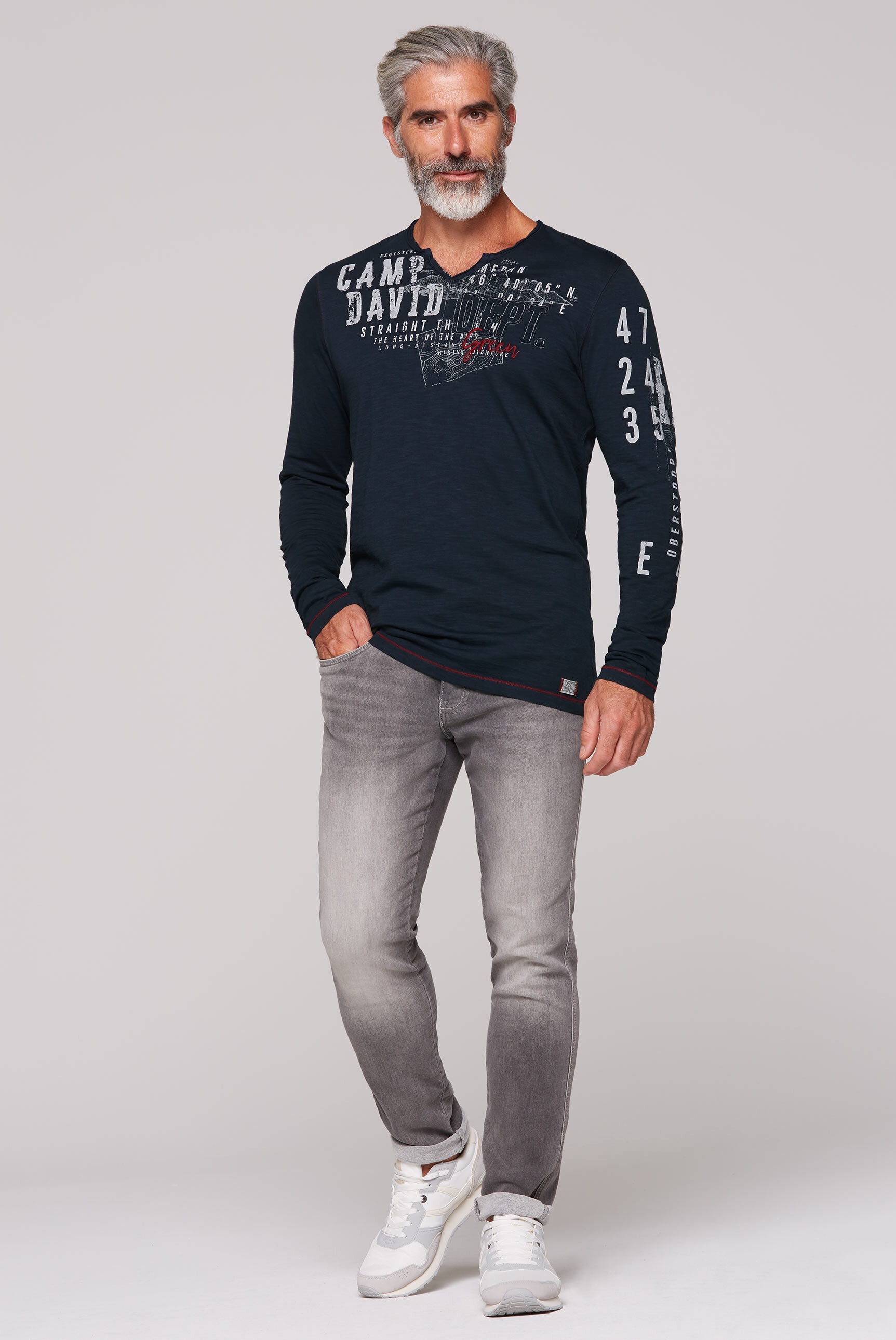 CAMP DAVID Langarmshirt, aus Baumwolle