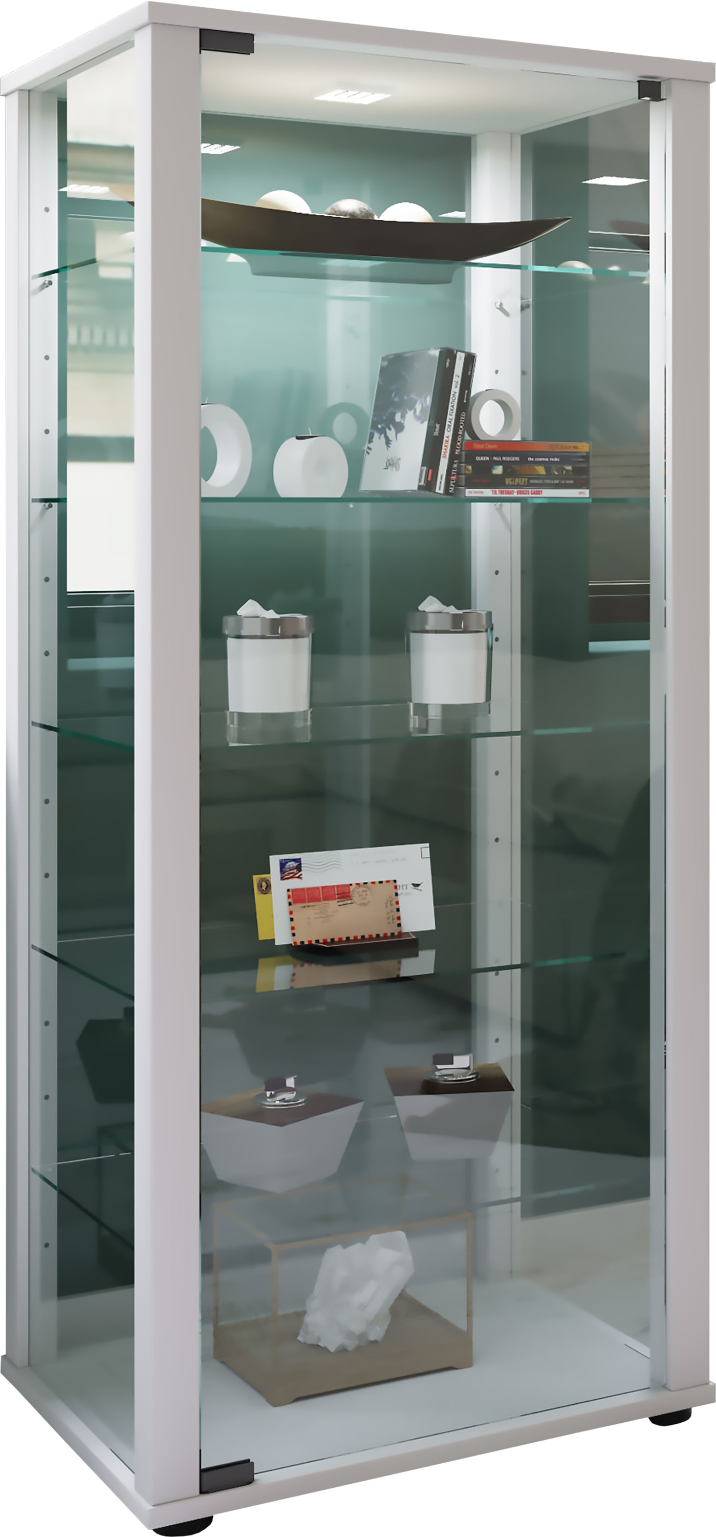 Vcm Unisex Weiß Standvitrine "Holz Glas Stand Vitrine Sammelvitrine Kavisa L", B:50cm T:38cm, Obermaterial: 100% Holz Wood., Schränke, Standvitrine - Image 5