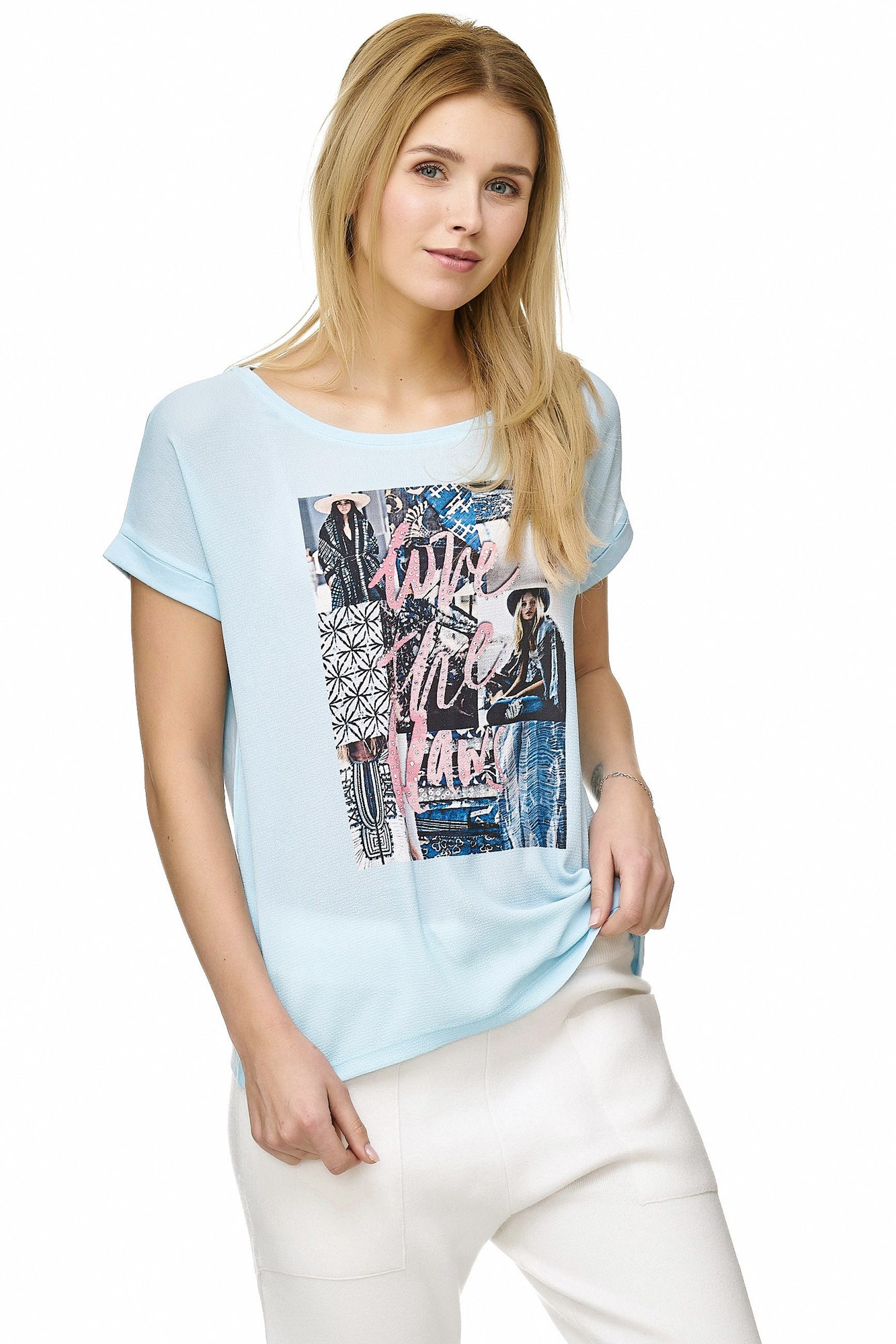 Decay T-Shirt, mit Aufdruck und Strasssteinen