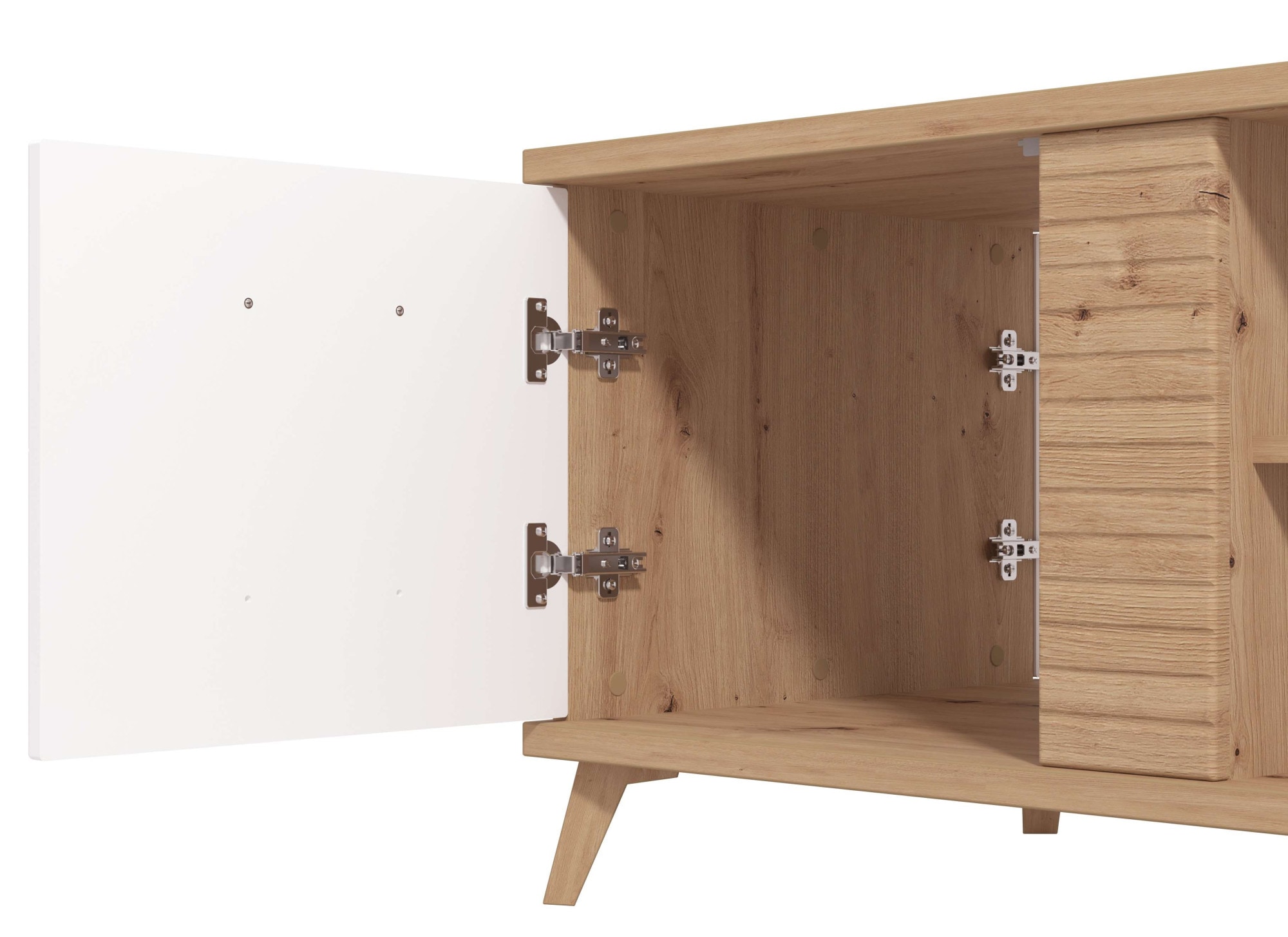 INOSIGN Couchtisch »Bretagna 120 cm, rechteckig, in zeitloser Design«, mit viel Stauraum, Artisan Eiche Dekor mit Segmenten in Weiß