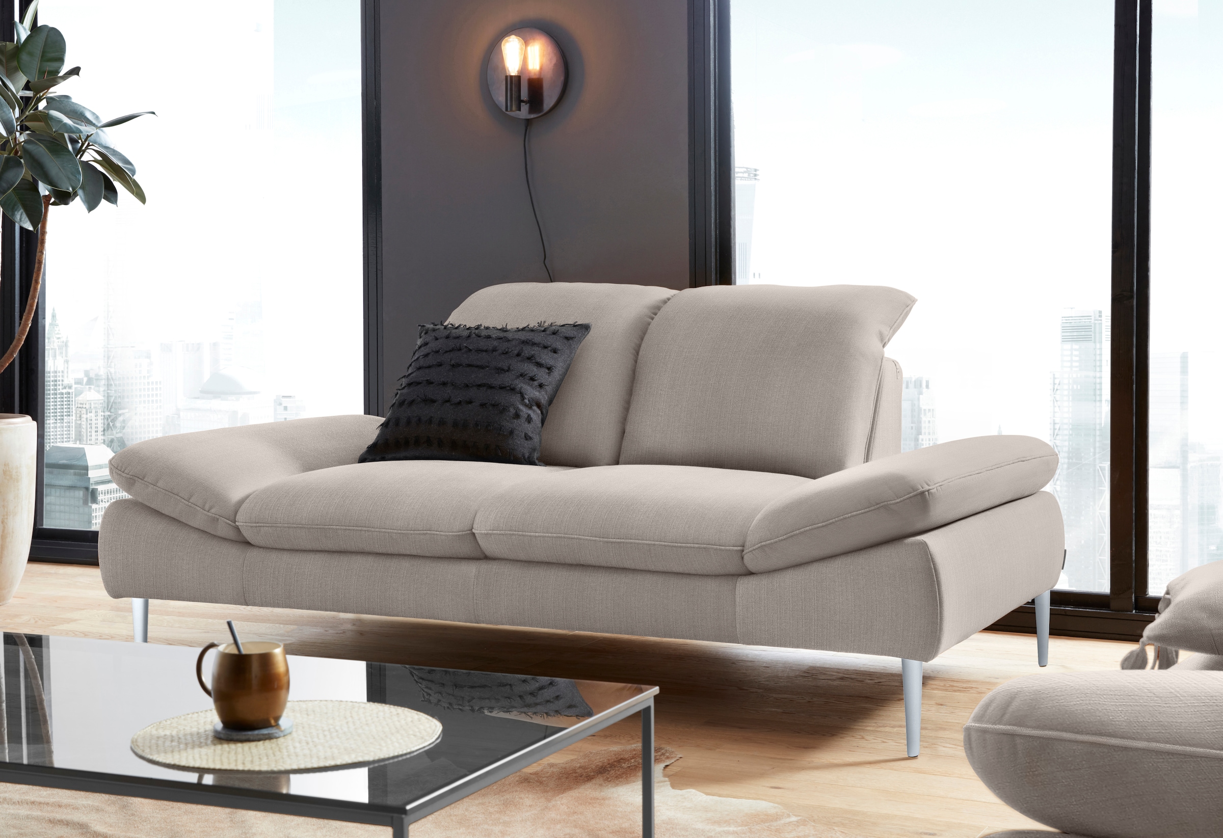 W.SCHILLIG 2-Sitzer "enjoy&MORE" mit Sitztiefenverstellung, Füße silber matt, Breite 202 cm