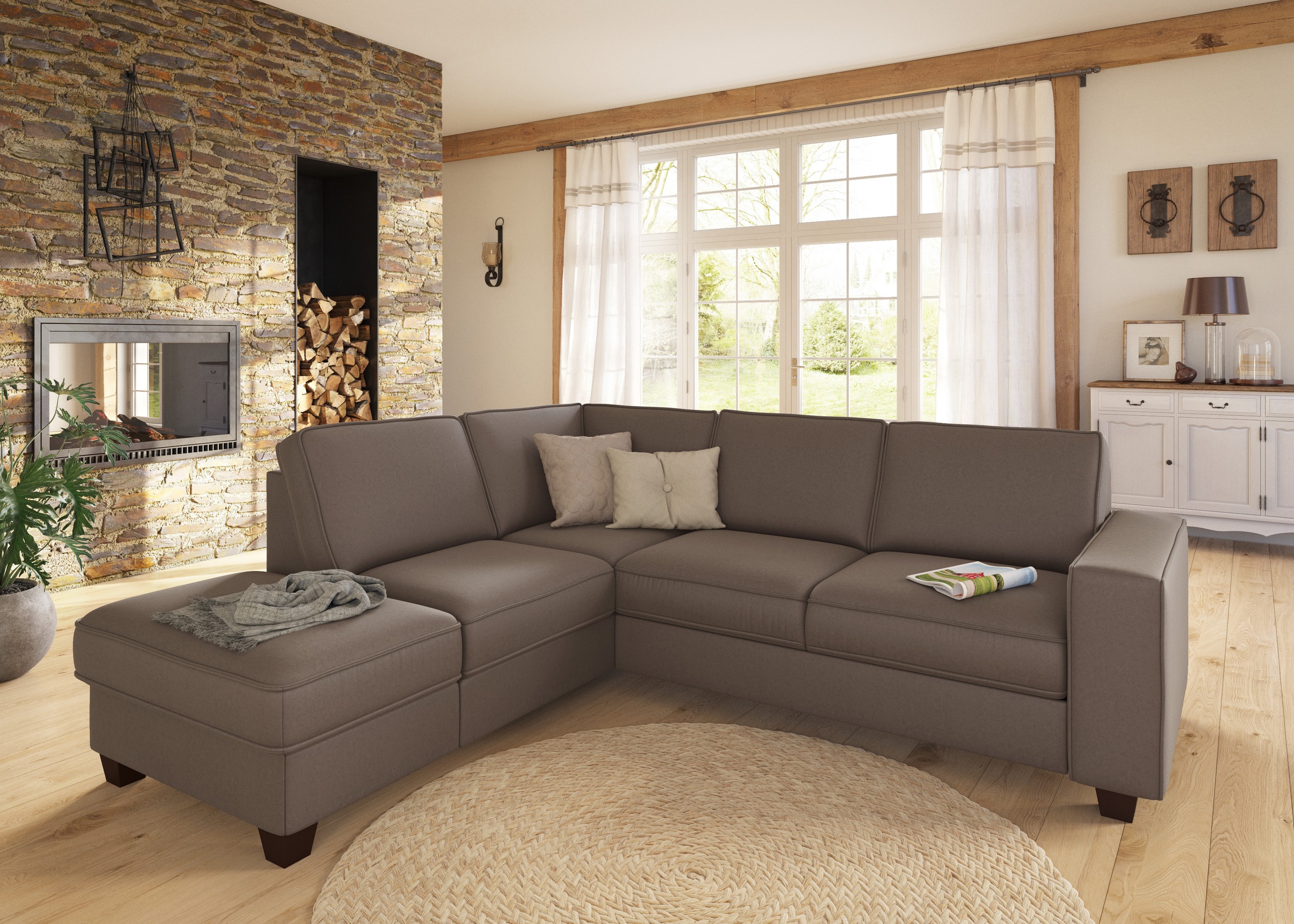 Home affaire Ecksofa "County L-Form" wahlweise Ottomane links oder rechts, günstig online kaufen