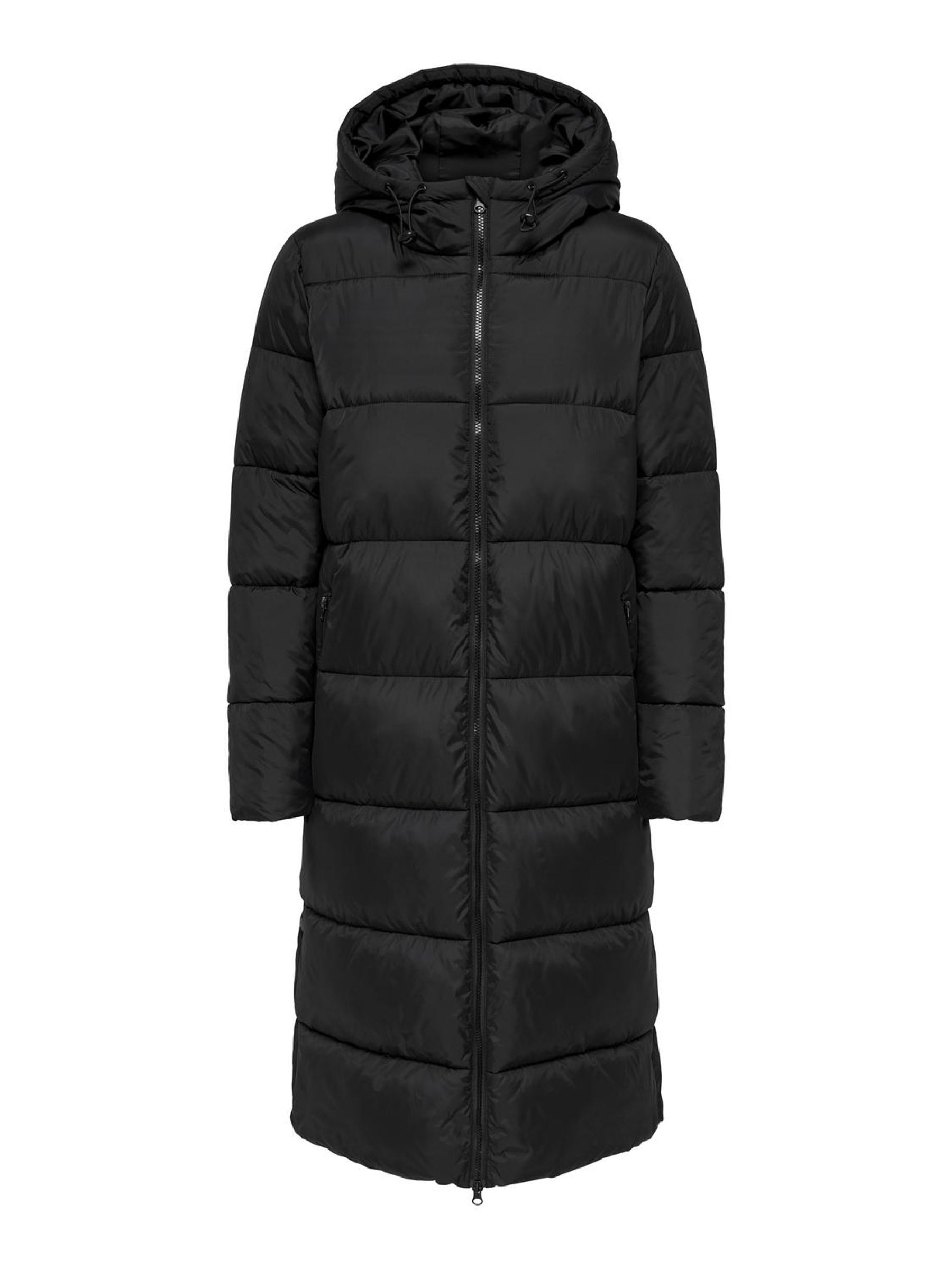 Steppmantel ONLY "ONLMONTANA LONG PUFFER JACKET NOOS OTW", Damen, Gr. S, schwarz, Steppware, Obermaterial: 100% Polyester, leicht glänzend, unifarben, regular fit ca. Mitte Wade, Mäntel Steppmantel, Kunstfaser 4