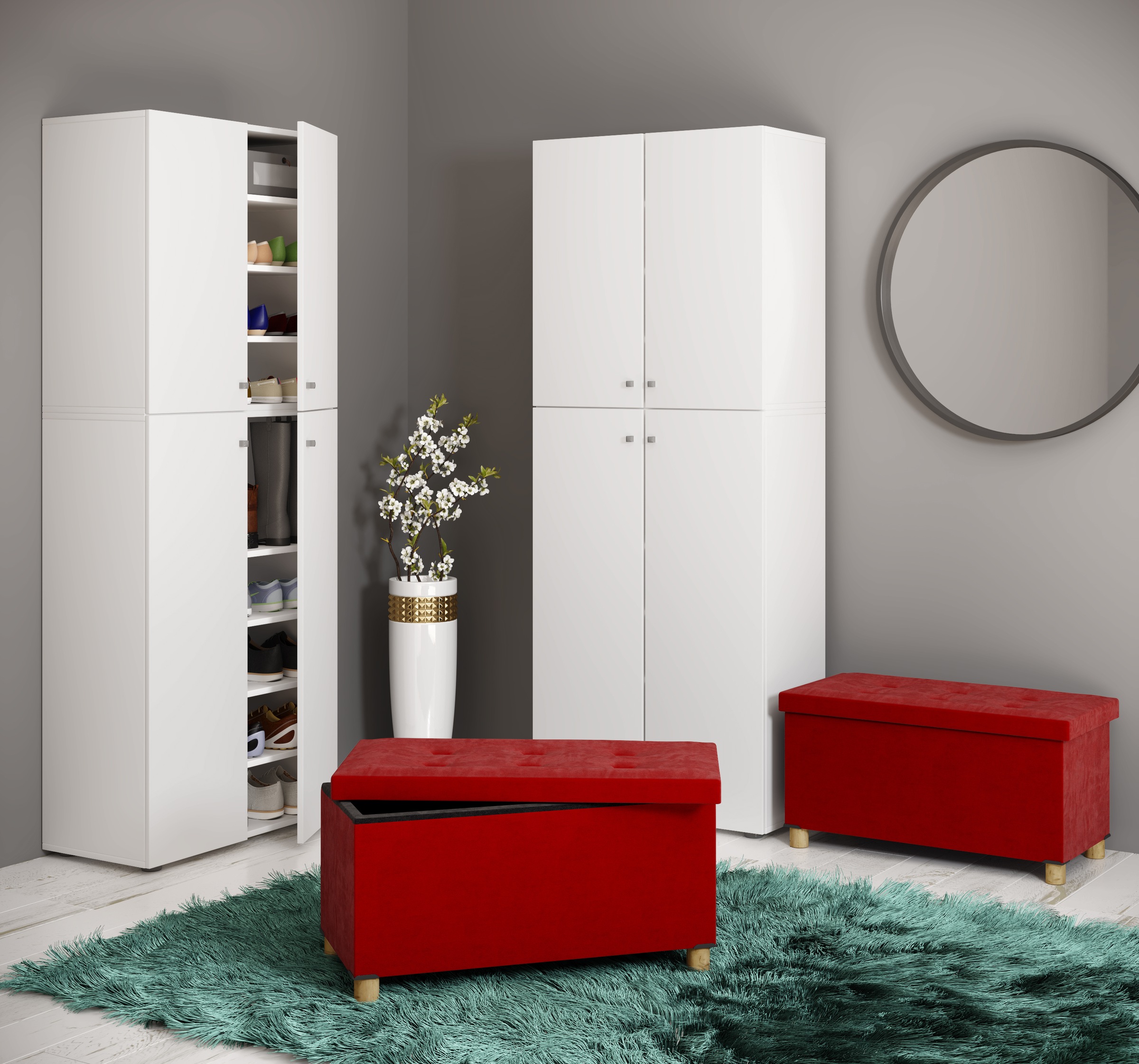 Sitztruhe VCM "Stoff Sitztruhe Sitzbank Truhe Box Kiste Sizos L", rot, B:76cm T:38cm, Garderobenpaneele 2
